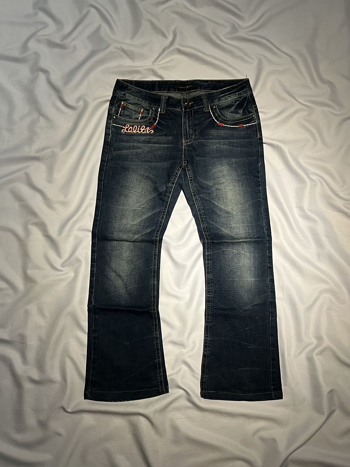 Jean LOLITA JEANS JAPAN WIDE LEG MUDWASH BAGGY DENIM EMBROIDERED Size 29" - 2 Thumbnail