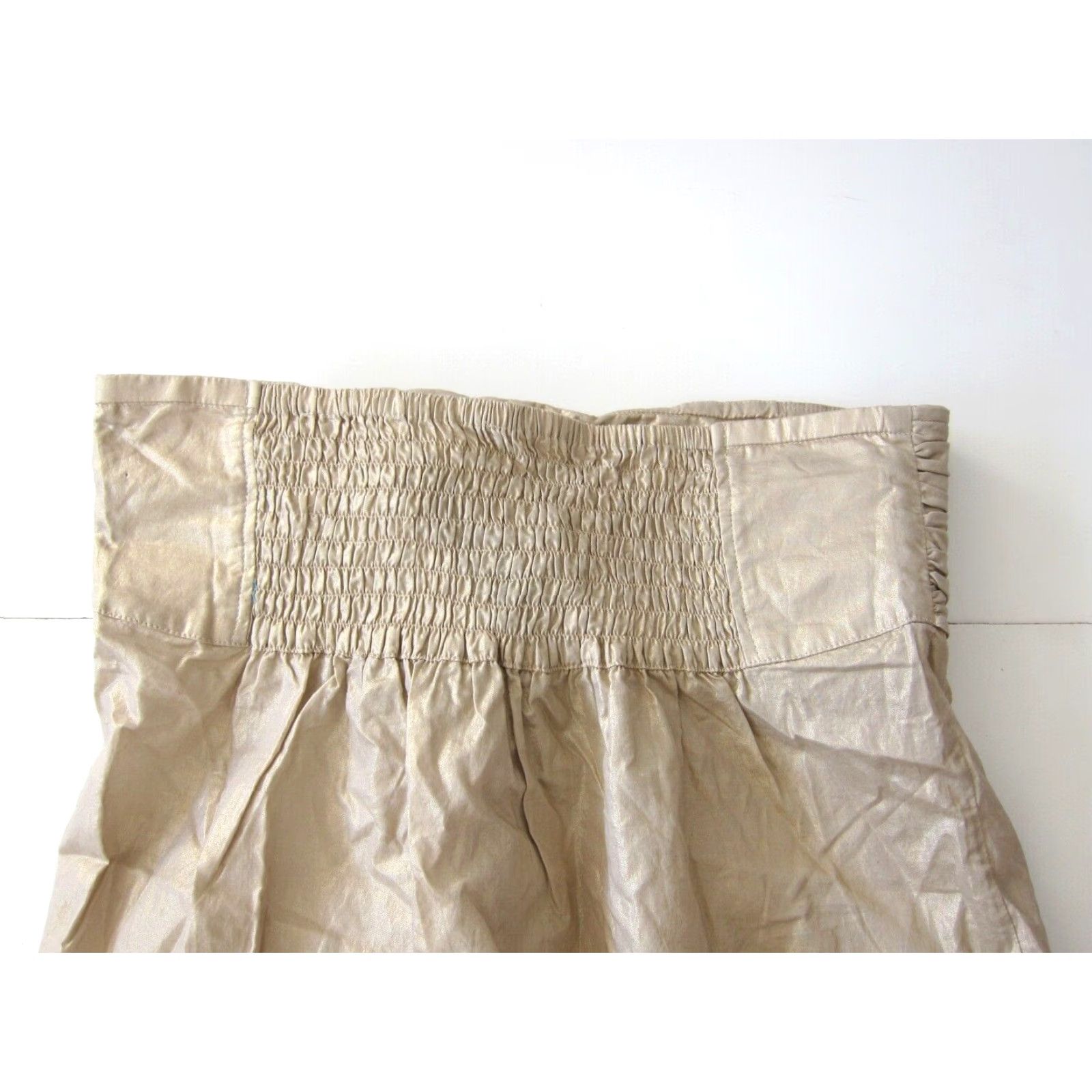 Vintage NWT New Frontier 100% Cotton Gold Shimmery Strapless Bow Tie Blouse Women Large Size L / US 10 / IT 46 - 5 Thumbnail