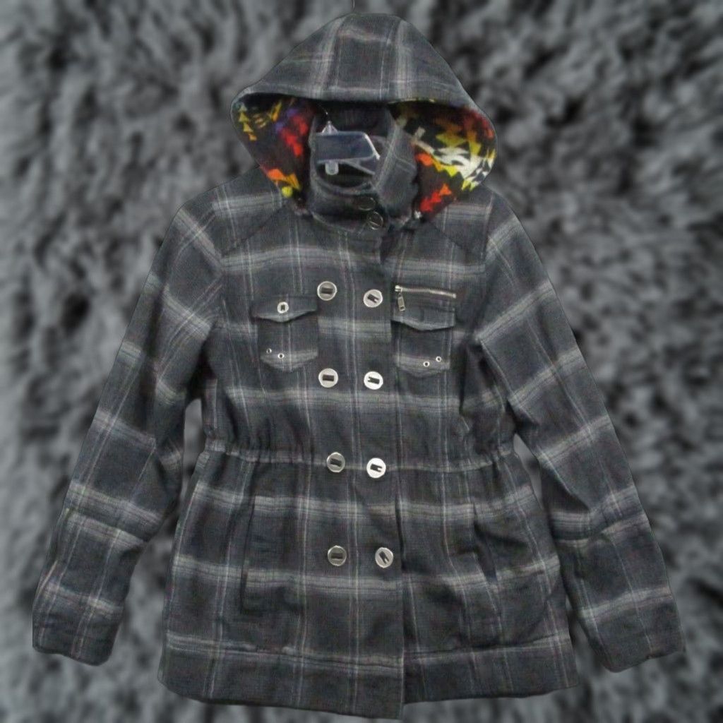 Pendleton Pendleton Gray Wool Parka Jacket Small Women Removable Hood Plaid Wool Women's Parka Jacket 90s Style? Size S / US 4 / IT 40 - 1 Thumbnail