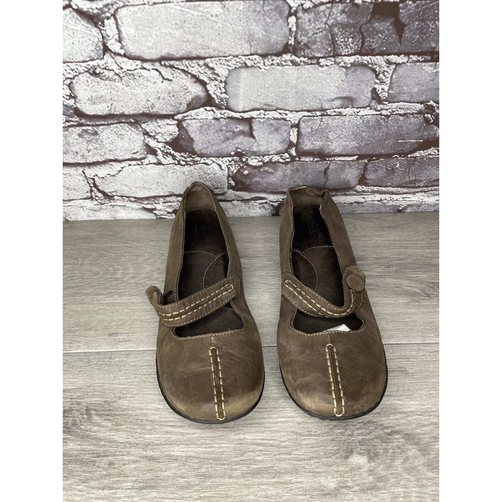 Born Born Handcrafted Brown Leather MaryJane Strap Comfort Shoes Size US 8.5 / IT 38.5 - 3 Thumbnail