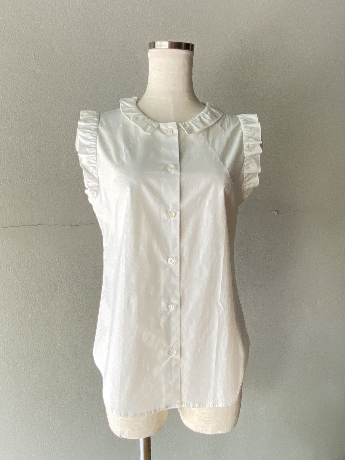 Moschino Moschino White Sleeveless Top with Ruffle Details Size S / US 4 / IT 40 - 15 Thumbnail