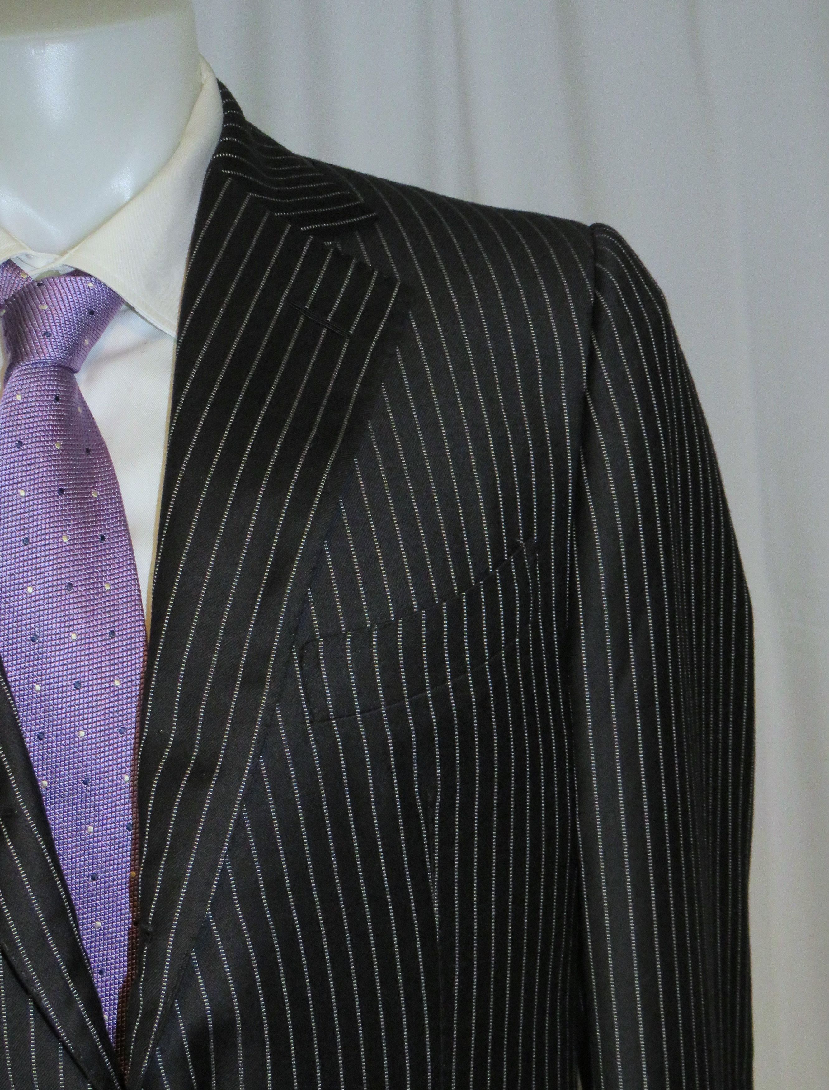 Tom Ford Base B Cashmere Blend Black Striped Three Roll Two Suit 42R Size 42R - 5 Thumbnail
