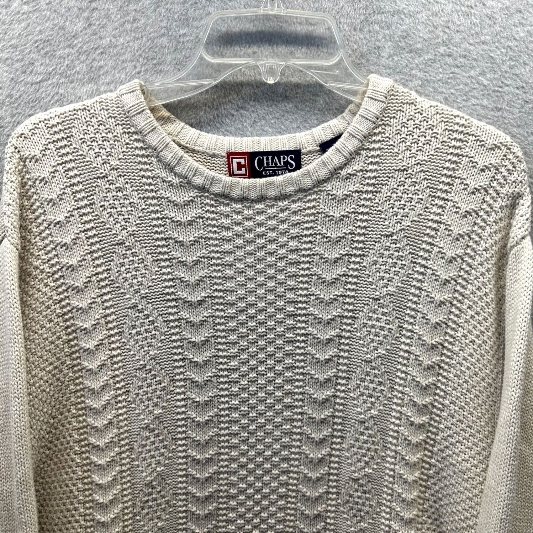 Chaps Chaps Sweater Adult Large Creme Knit Chevron Diamond Pullover Mens Framed Size US L / EU 52-54 / 3 - 2 Thumbnail