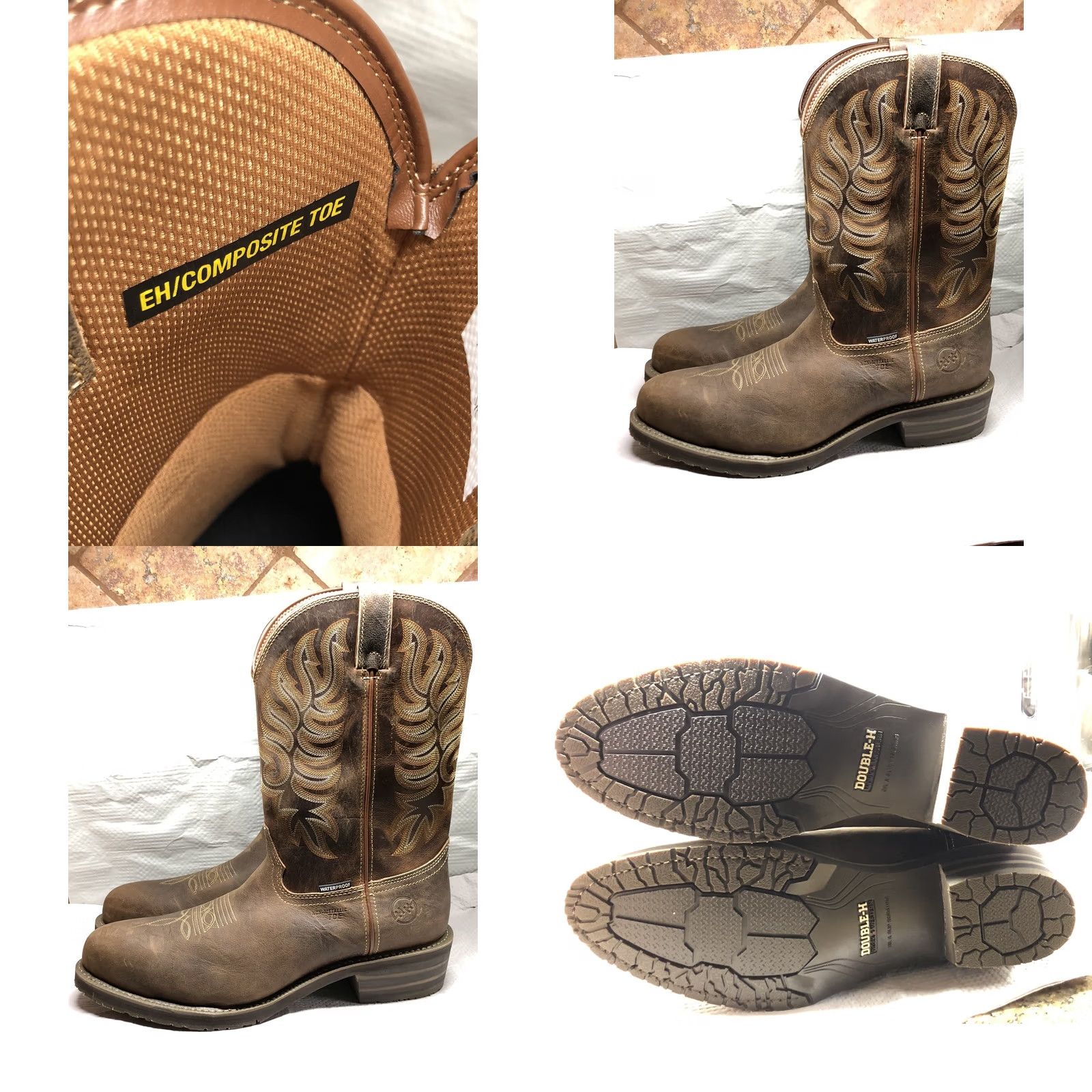 Doublet Double H Garza Mens Work Boots Size 13D Brown Western Waterproof Composite Toe Boot Mens Shoes Work Boots Size US 13 / EU 46 - 9 Thumbnail