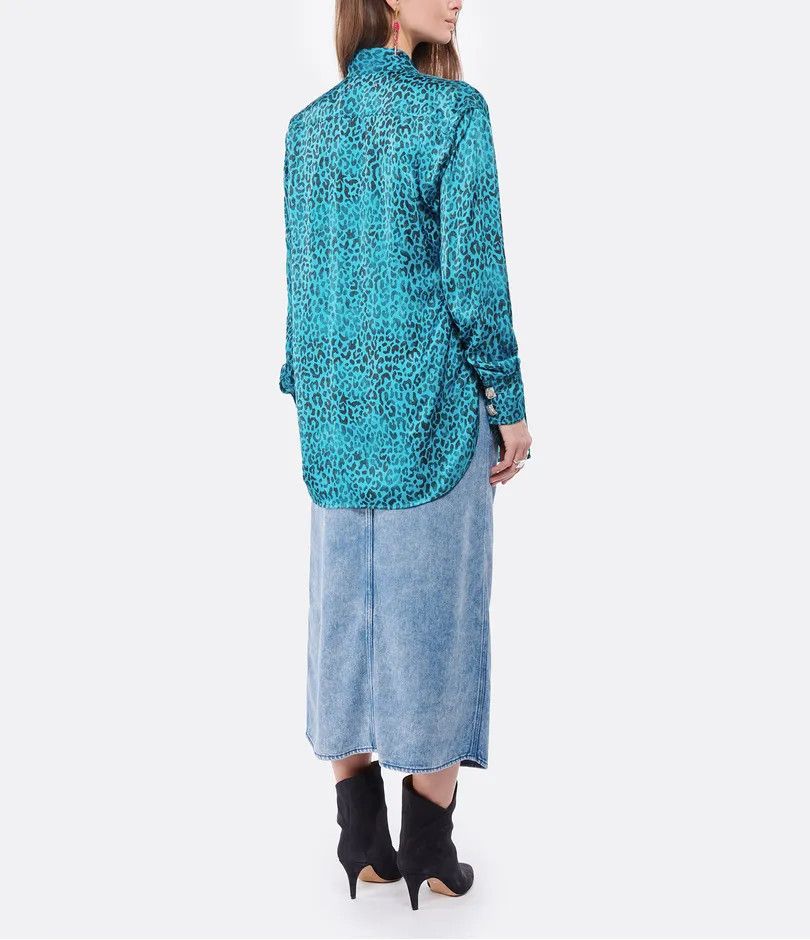 Golden Goose o1y0825 Leopard-print Patterned Shirt in Blue/Black Size S / US 4 / IT 40 - 4 Thumbnail