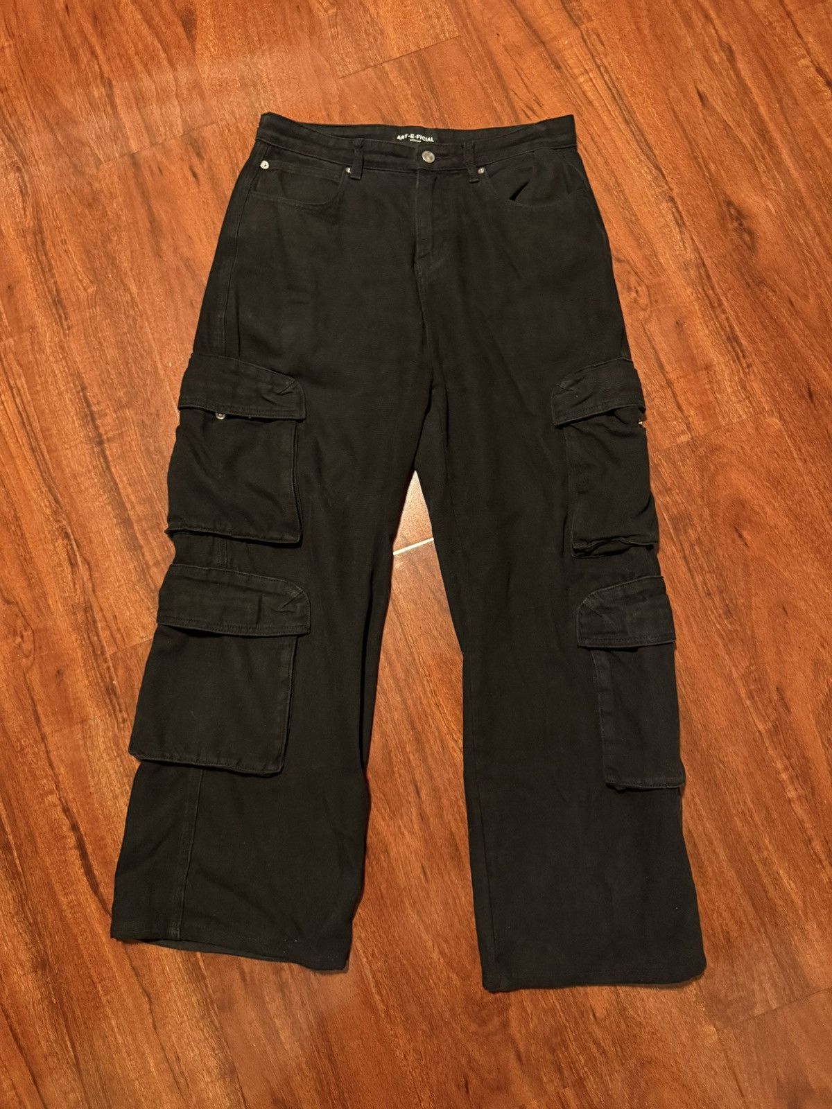 Other ART-E-FICIAL Black Baggy Double Cargo Pants Size US 31 - 1 Thumbnail