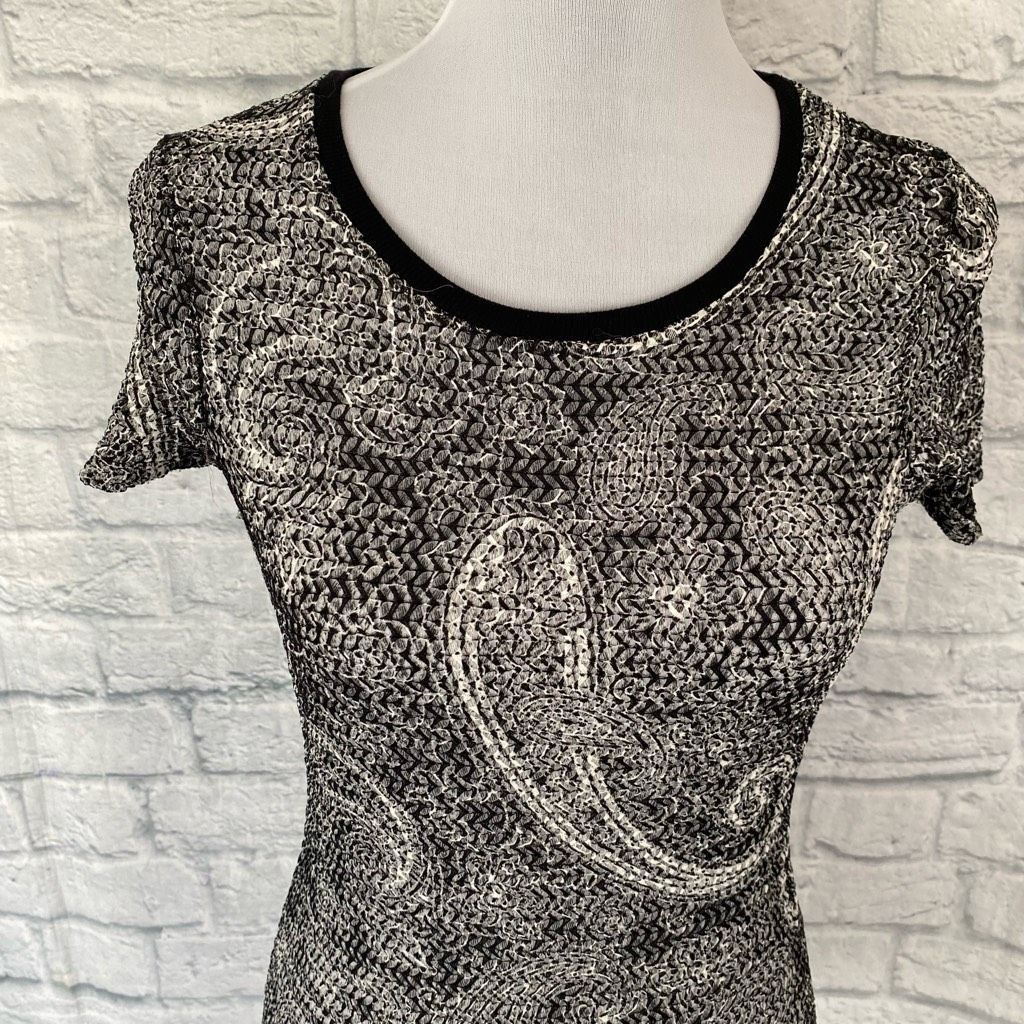 BKE BKE women M short sleeve semi sheer black & white patterned Size M / US 6-8 / IT 42-44 - 3 Thumbnail