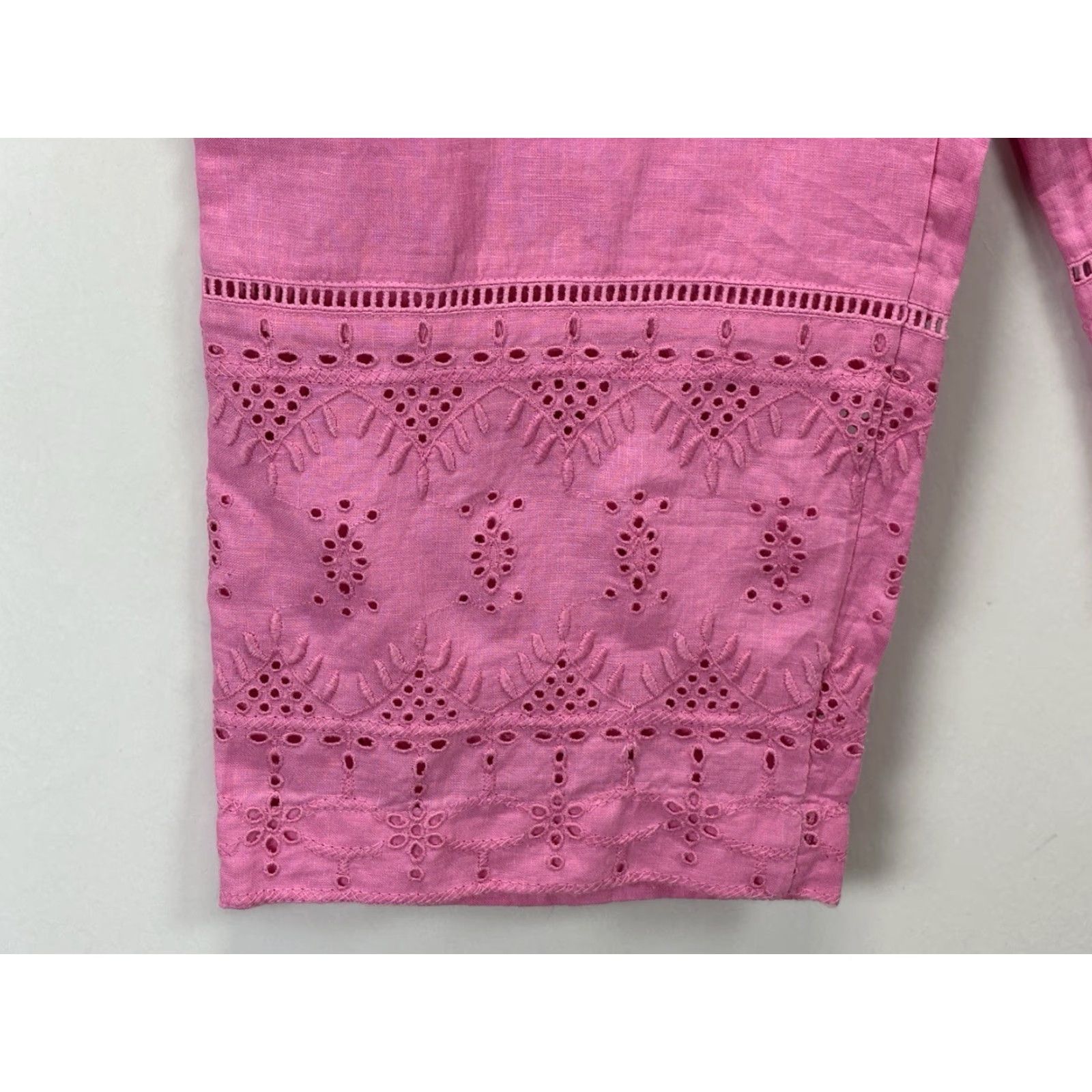 Charter Club Charter Club Luxury Linen Capri Pants Sz Large Women’s Pink Pull On Eyelet Trim Size 36" / US 14 / IT 50 - 3 Thumbnail