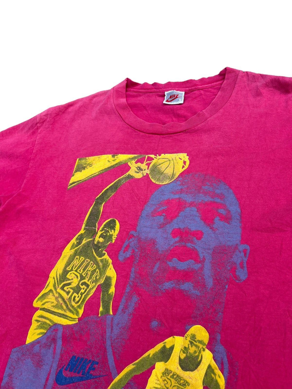 Nike Vintage 90s Nike Grey Tag Jordan Distress Sun Fade Pink tee Size US M / EU 48-50 / 2 - 6 Thumbnail