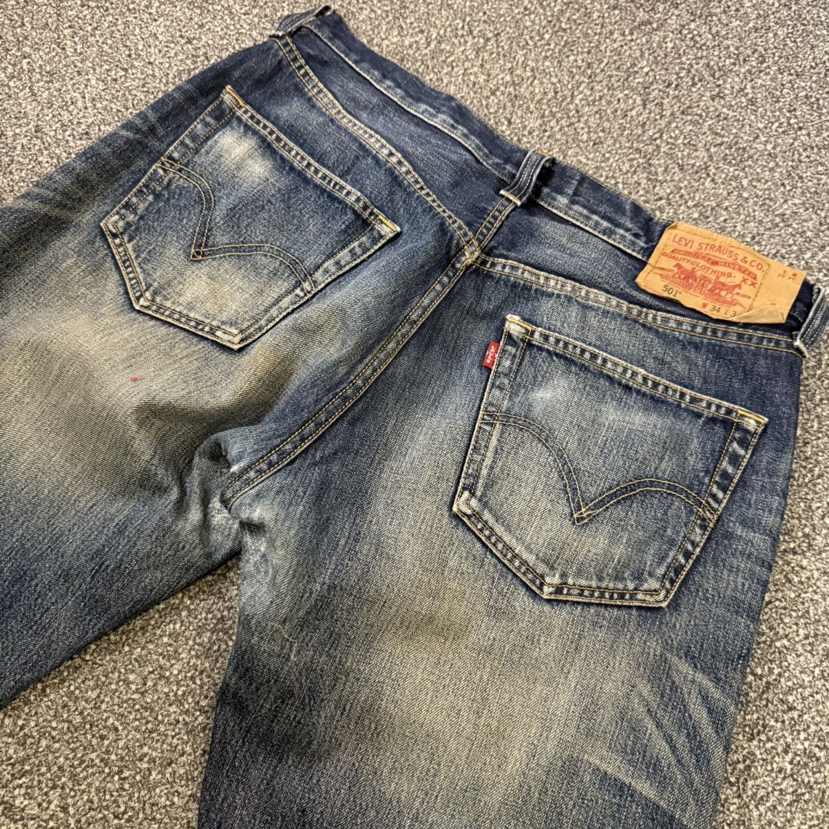 Levi's Made & Crafted 🔥🔥 Vintage Y2K Levis 501 Mud Distressed Rusty Denim Size US 34 / EU 50 - 7 Thumbnail