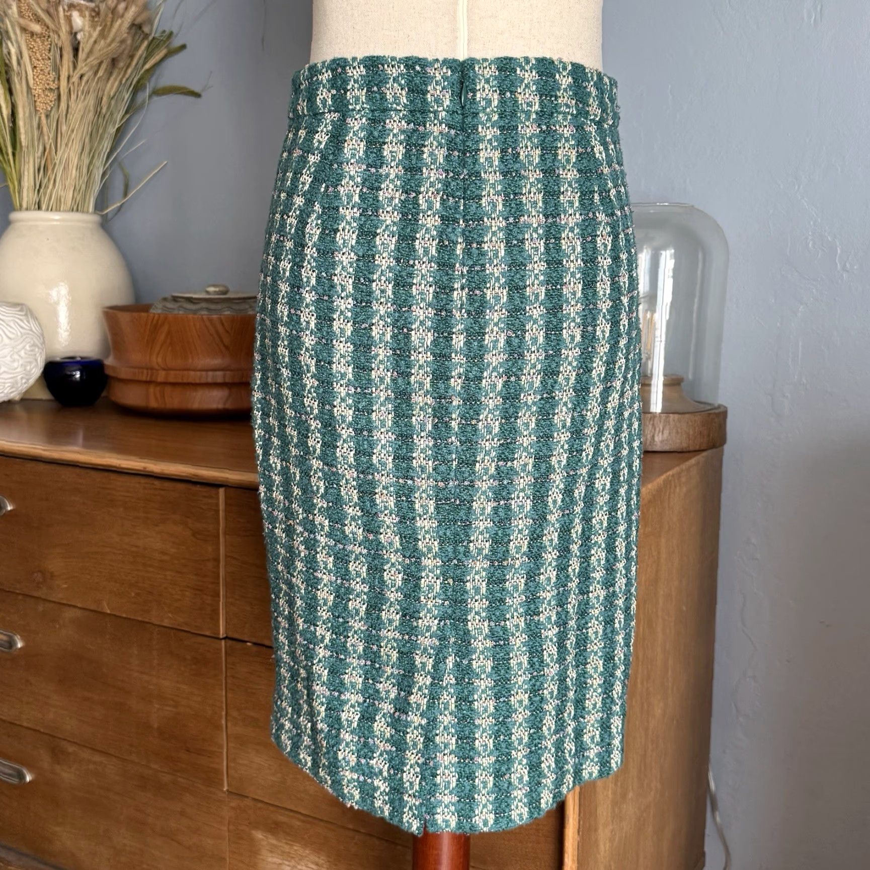 J.Crew J. Crew No. 2 Pencil Skirt in Emerald Tweed Size 00 Size 24" / US 00 / IT 34 - 6 Thumbnail