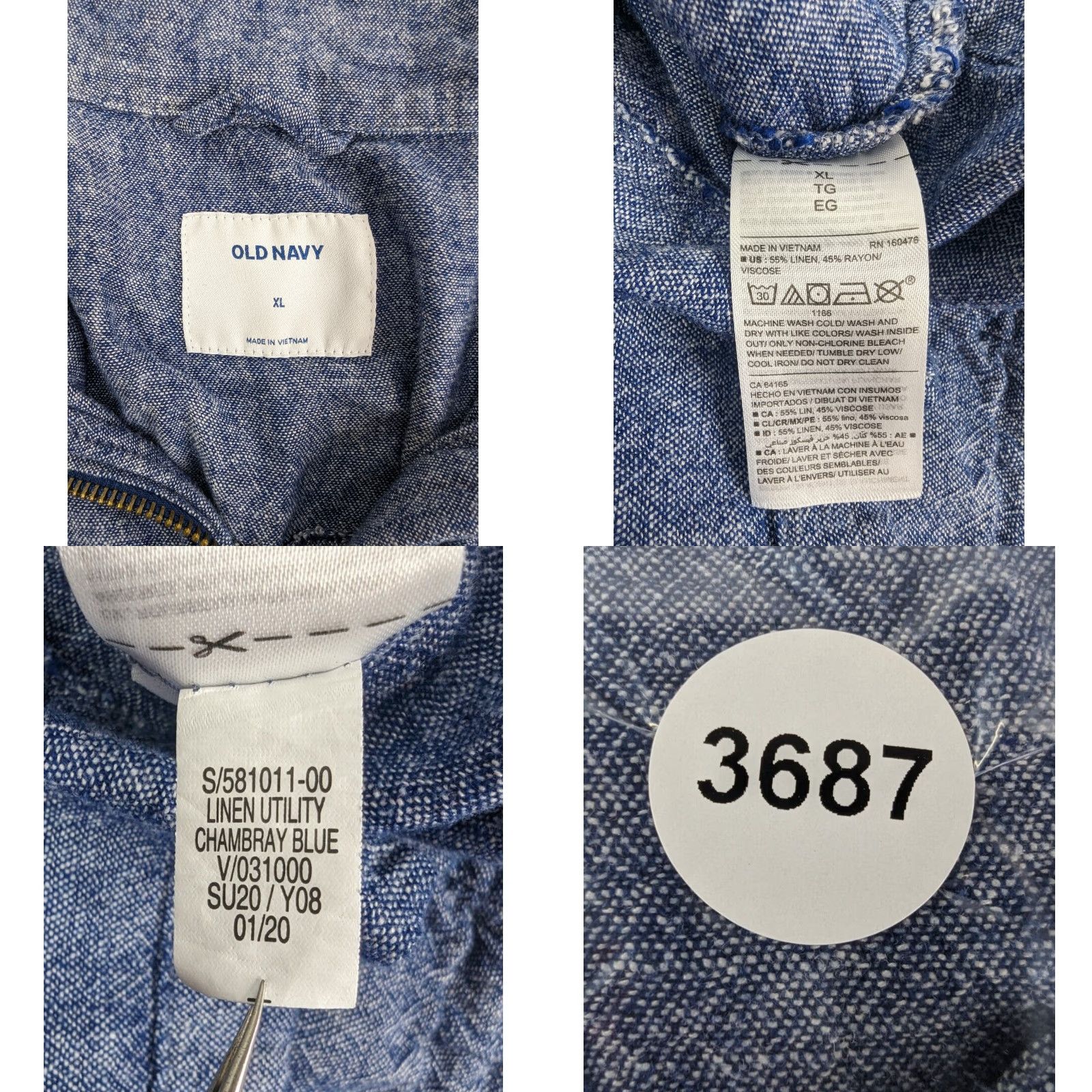 Old Navy Old Navy Women's Linen Blend Utility Jacket Adjustable Waist Chambray Blue Sz XL Size XL / US 12-14 / IT 48-50 - 8 Thumbnail