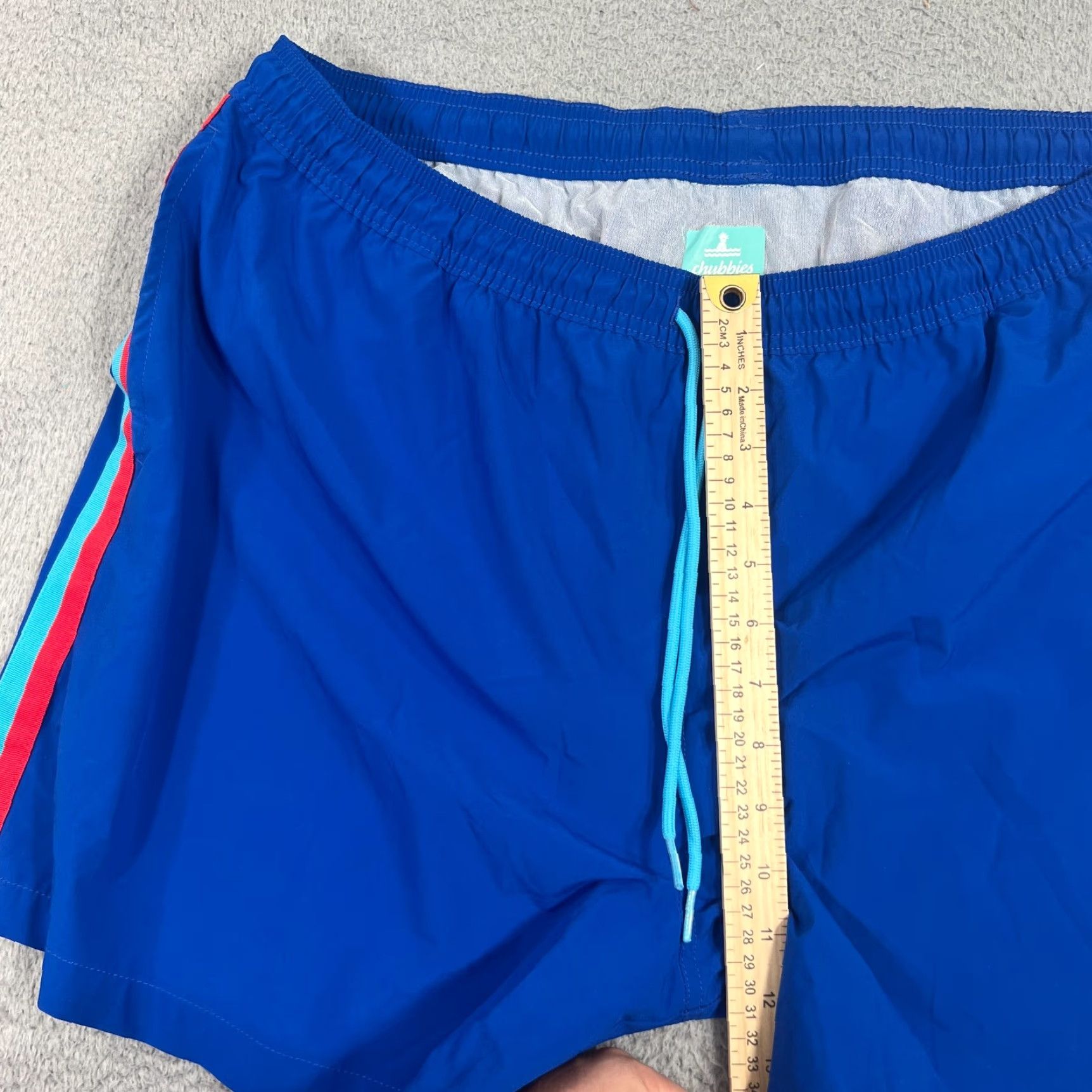 Chubbies Chubbies Swim Trunks Board Shorts Men 2XL Multicolor Striped Lined Nylon Polyester Spandex Alligator Flag Back Pocket Drawstring Pockets 5.5" Size US 39 - 3 Thumbnail