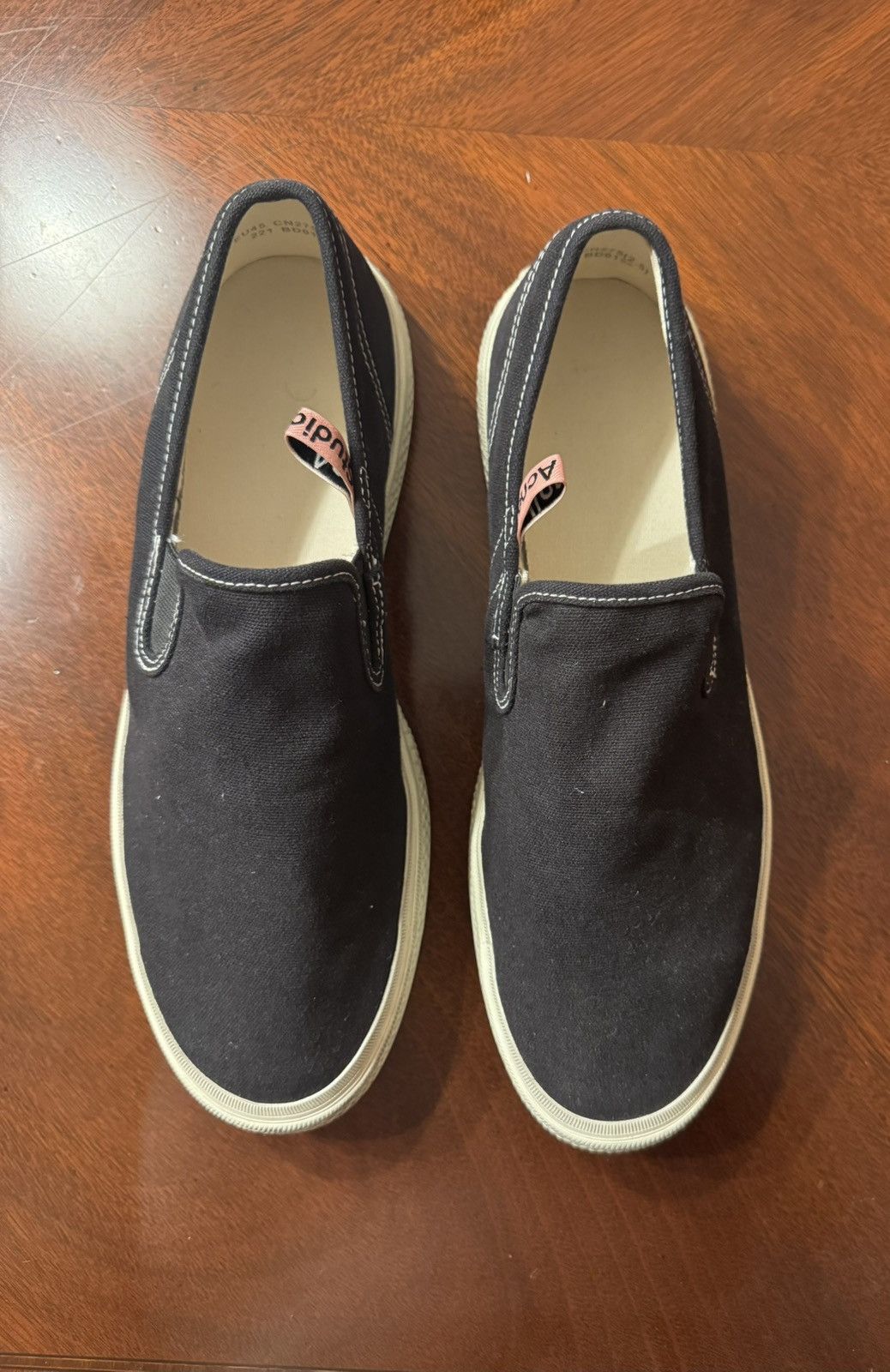 Acne Studios Acne Studios Black Canvas Slip-on Sneakers Size US 12 / EU 45 - 2 Thumbnail