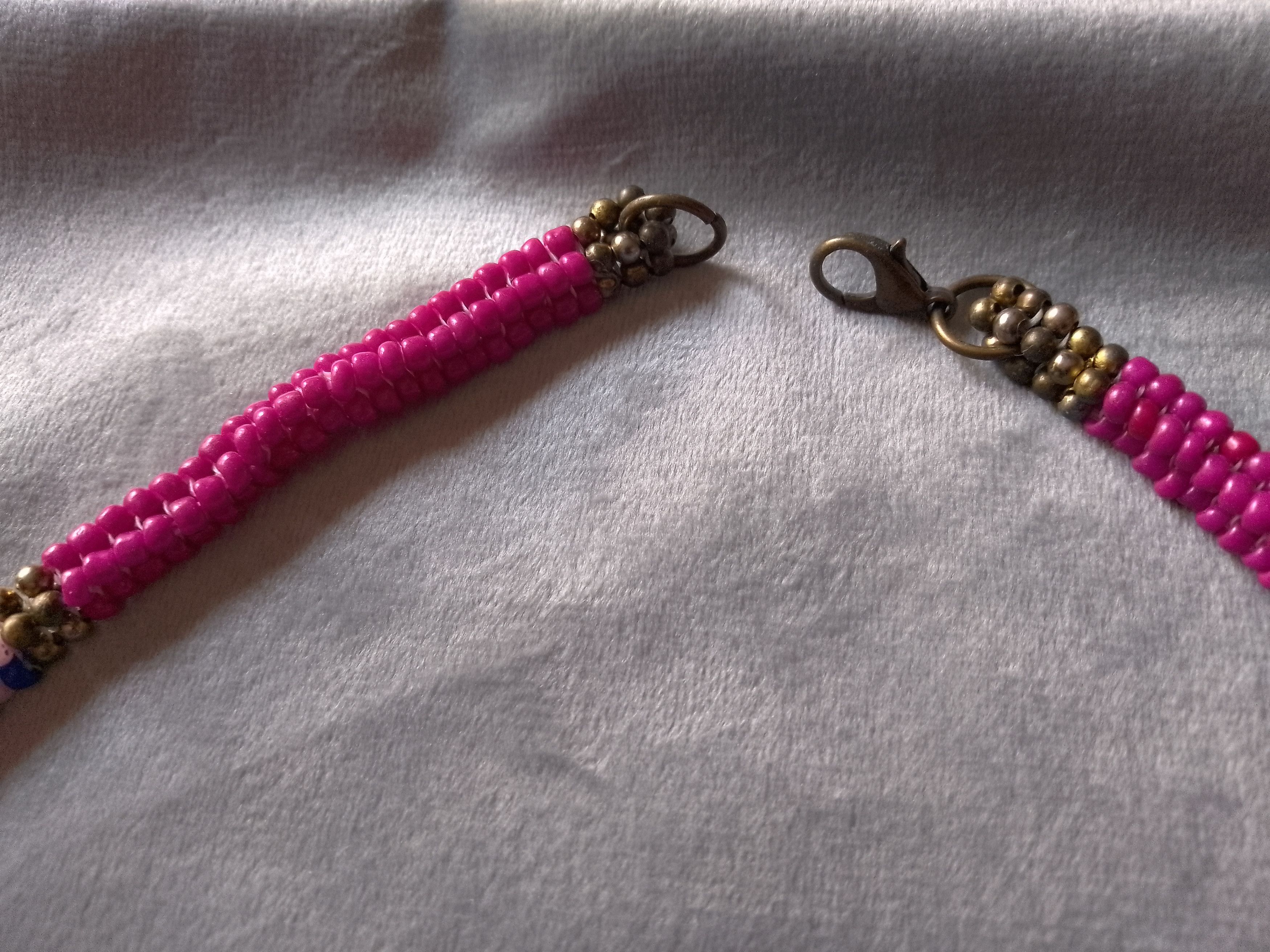 Handmade Necklace Pink Blue Ethnic Tribal Pendant African Woman Size ONE SIZE - 3 Thumbnail