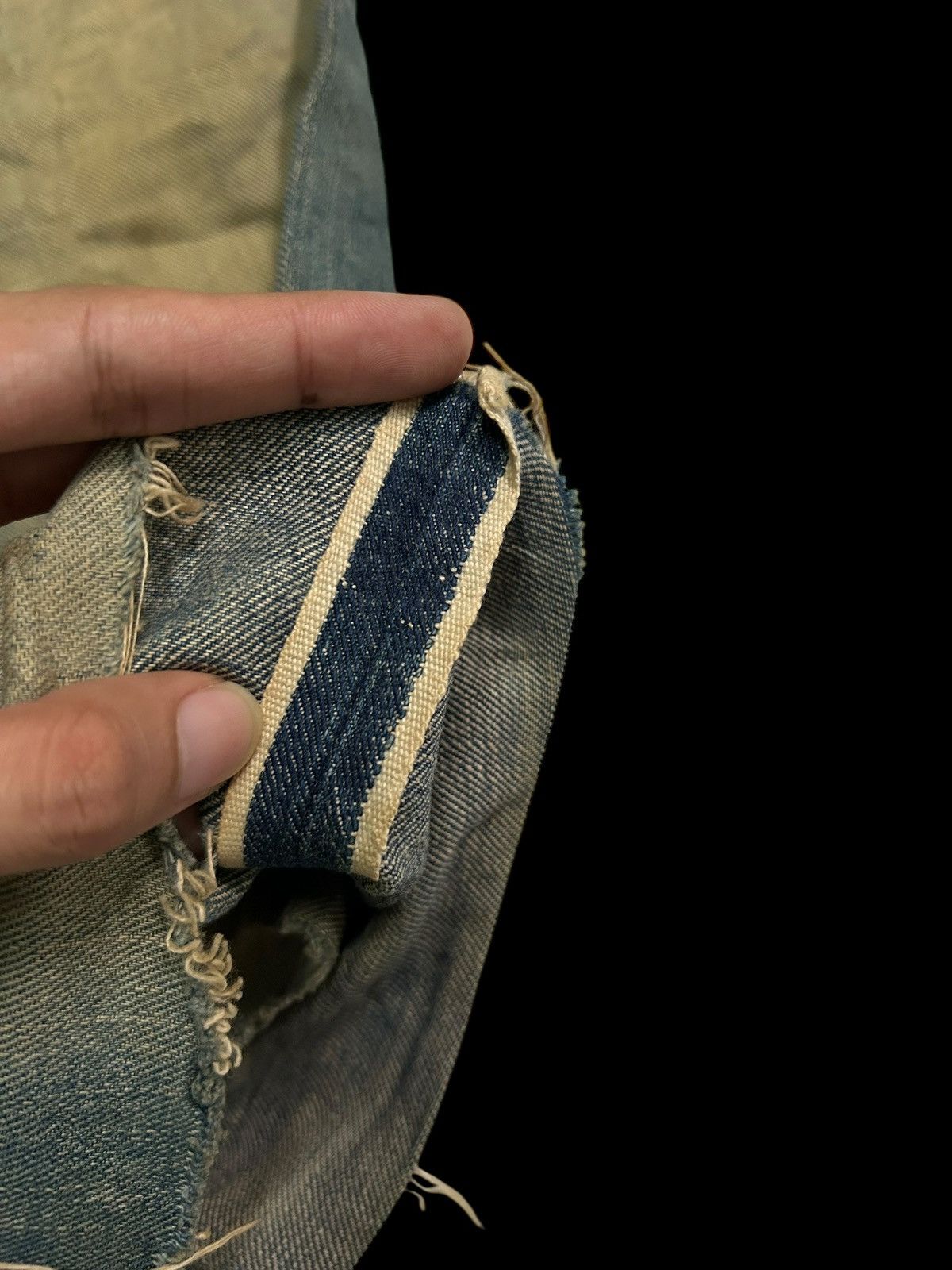 Japanese Brand × Kapital × Vintage Vintage Lee Cowboy Selvedge Distressed Short Denim Jeans Size US 32 / EU 48 - 3 Thumbnail