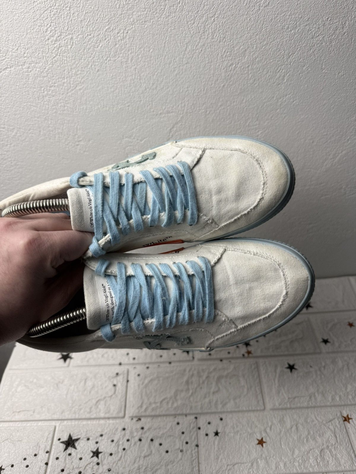 Off-White Off-White Low Vulcanized Canvas White/Blue US7 UK6.5 EUR41 Size US 7 / EU 40 - 4 Thumbnail