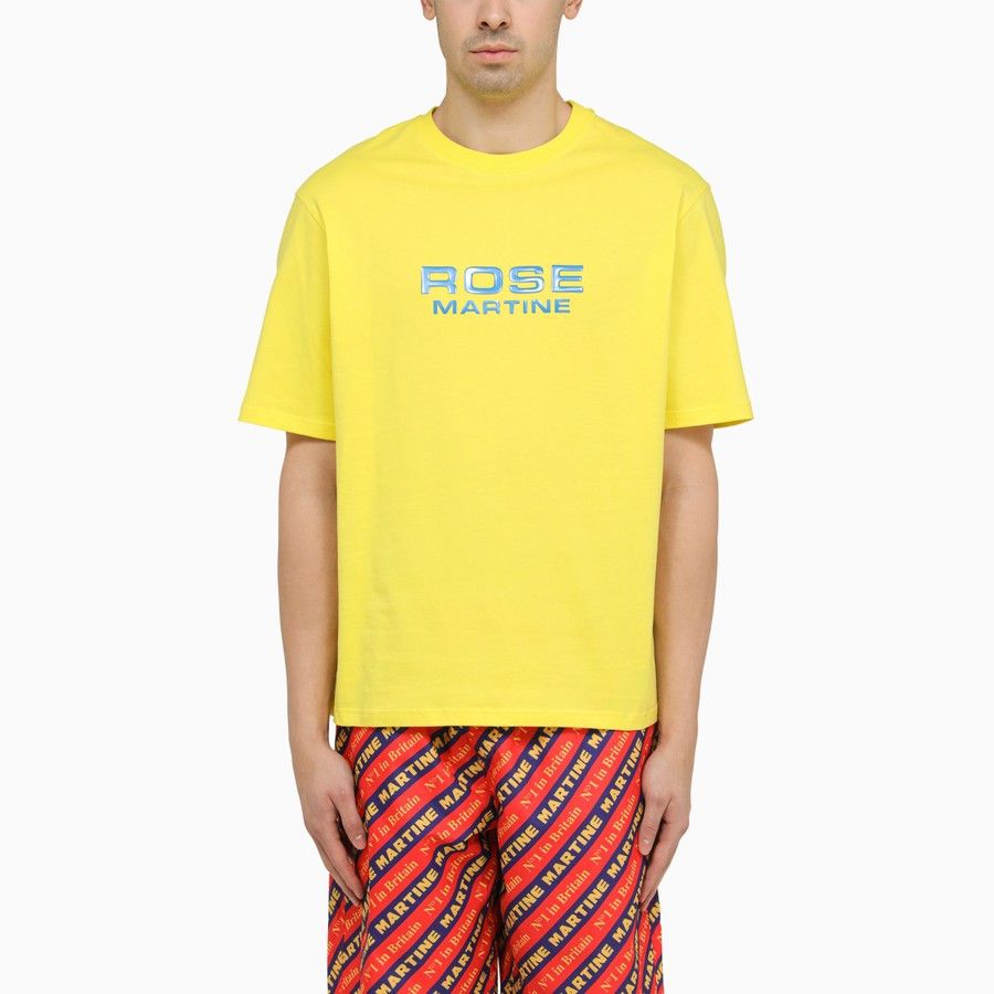image of Martine Rose O1D2Blof0424 Logo T-Shirts In Yellow, Men's (Size Medium)