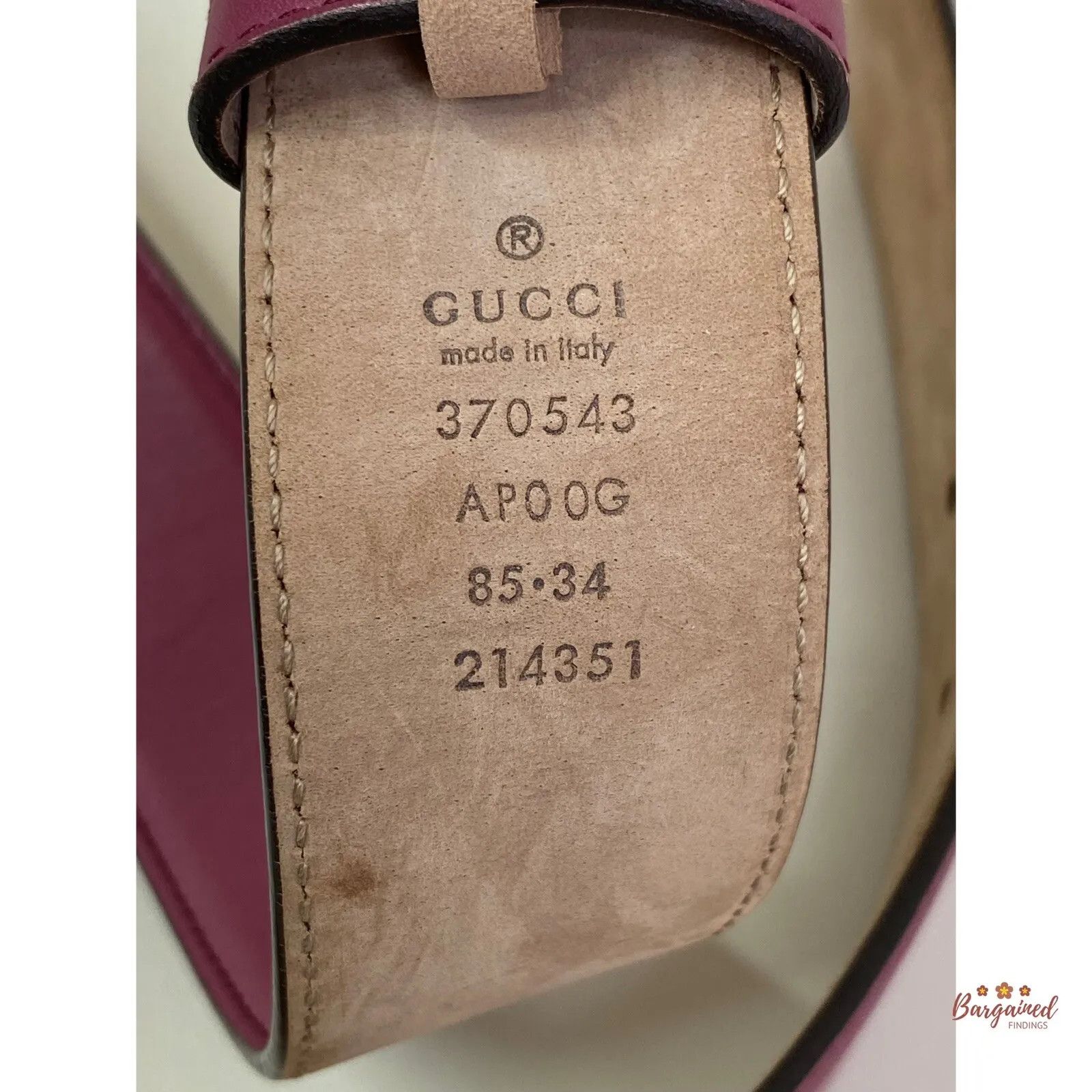 Gucci Gucci Pink Calfskin Leather Gold Interlocking G Buckle Belt Size 30 - 10 Thumbnail