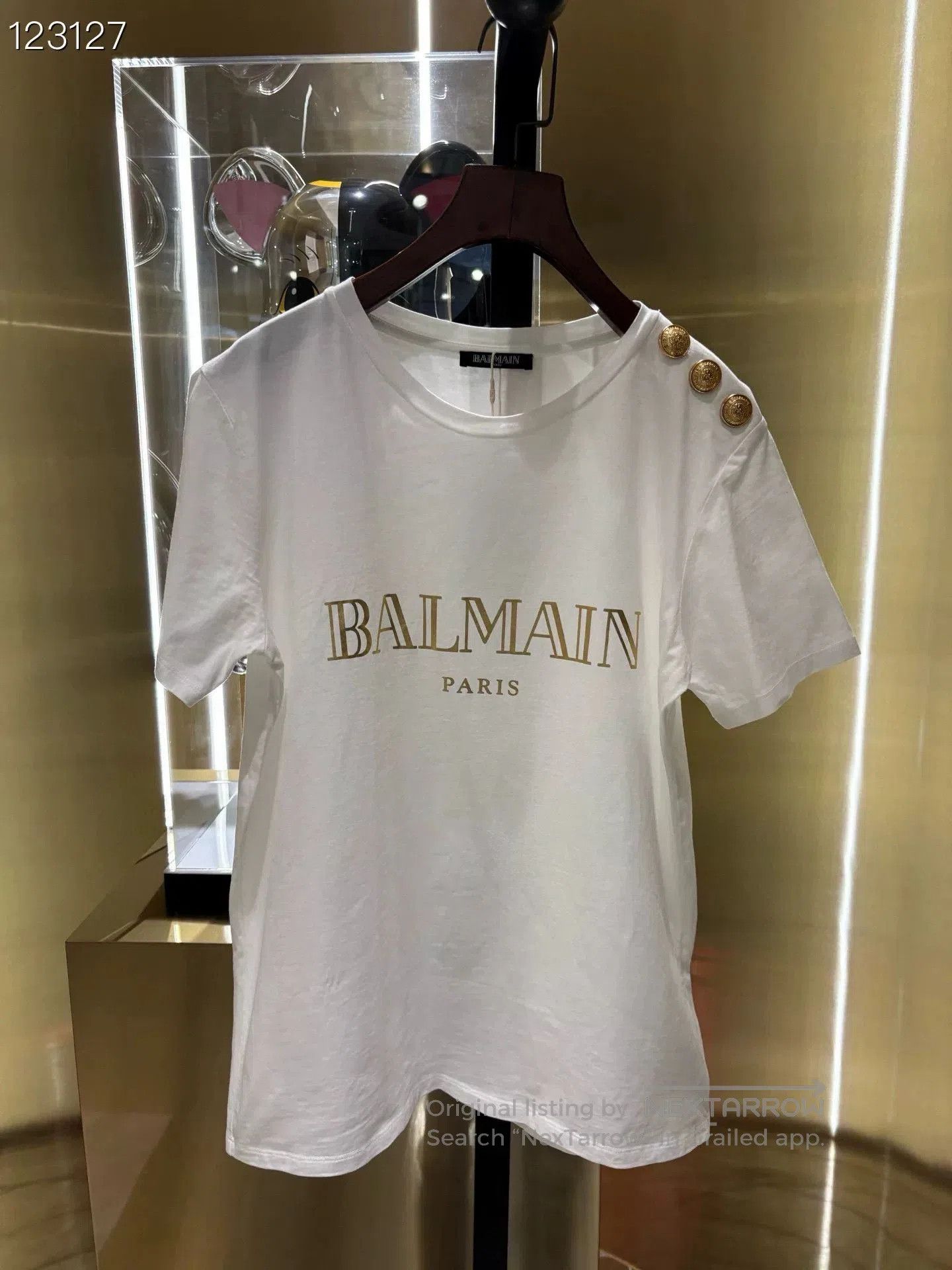 Balmain Balmain Gold Button Letter Print Short Sleeve T. Size S / US 4 / IT 40 - 1 Thumbnail