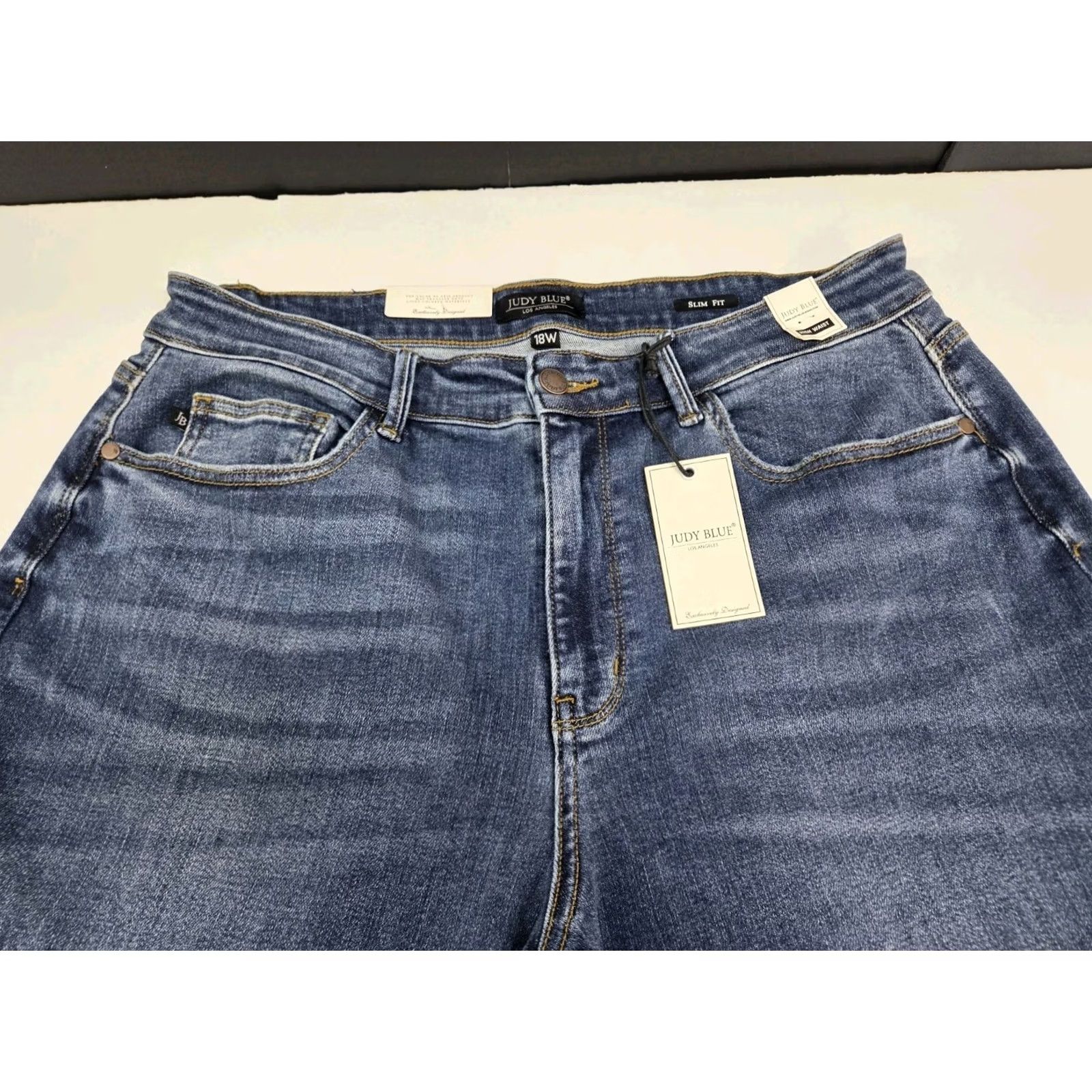 Vintage VINTAGE NWT Judy Blue Womens High Waist Reg Curvy Slim Fit Jeans 18W Blue Denim 5-Pocket Slimming Stretch Machine Washable Plus Size Womens Jeans Size 40" / US 18 - 3 Thumbnail