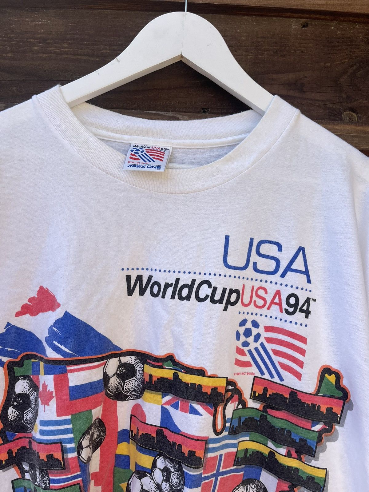 Vintage USA 1994 World Cup vintage Apex One white t-shirt tee Size US XL / EU 56 / 4 - 11 Thumbnail