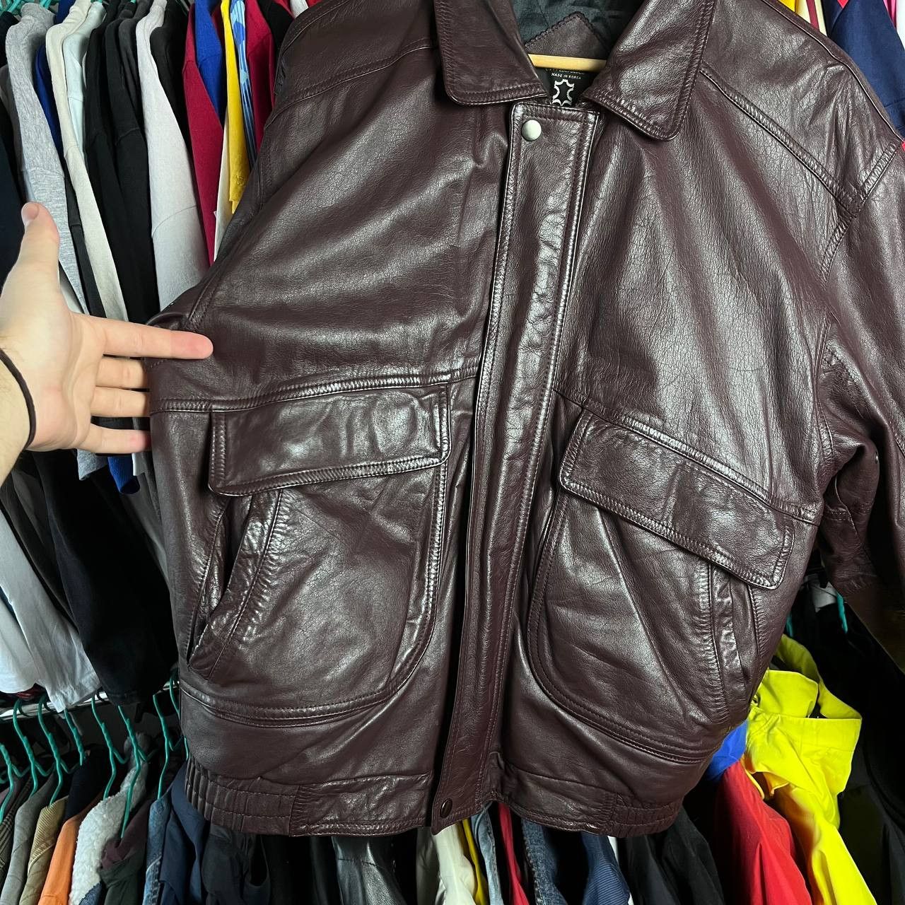 Vintage Vintage St Michael Real Leather Biker Brown Bomber Jacket Size US M / EU 48-50 / 2 - 6 Thumbnail