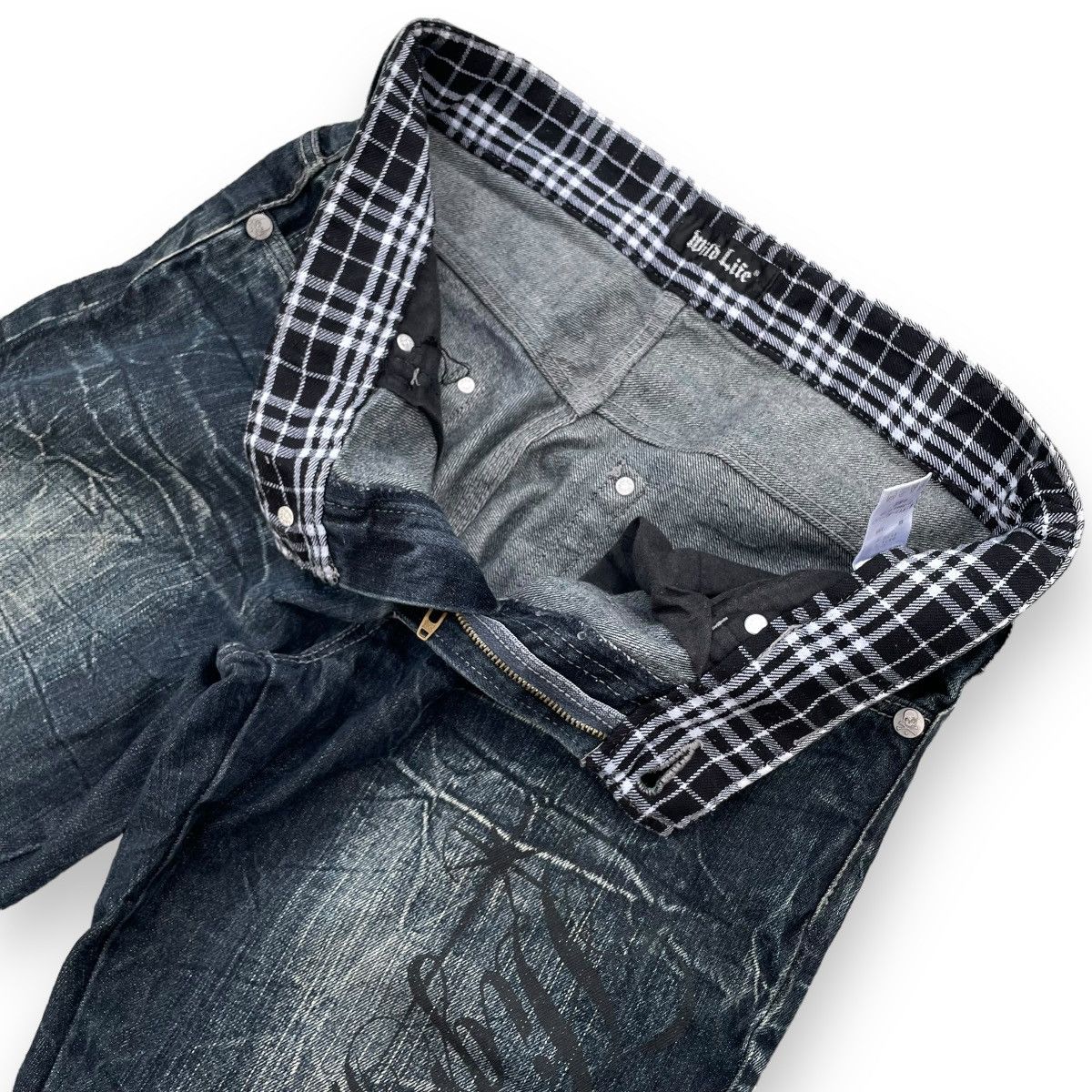 If Six Was Nine × Japanese Brand × Le Grande Bleu (L.G.B.) 🇯🇵 VINTAGE WILD LIFE POEM PUNK WASHED DENIM PANTS Size US 32 / EU 48 - 9 Thumbnail