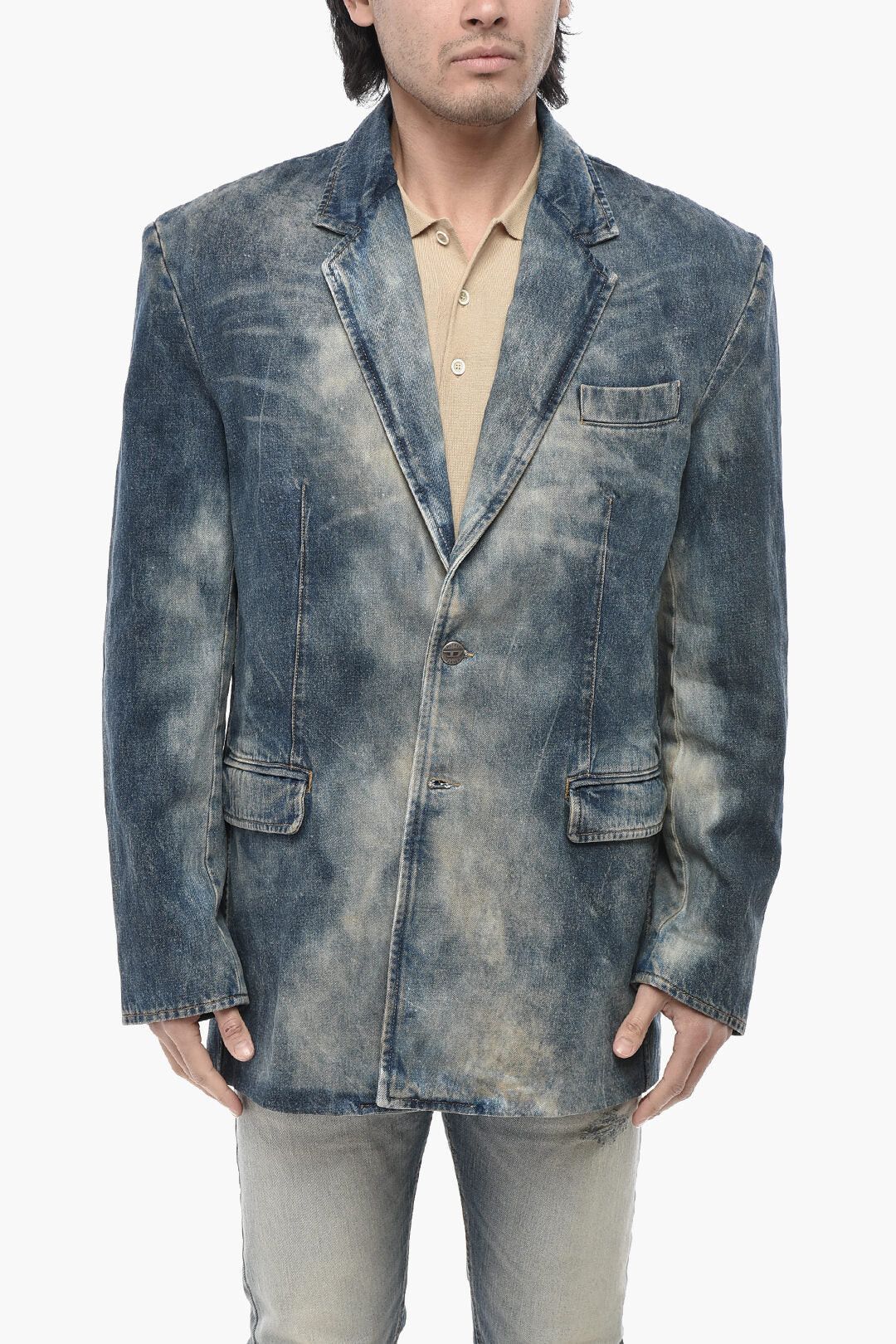 Diesel Oversized Denim Jacket With Logo Buttons Size US S / EU 44-46 / 1 - 1 Thumbnail