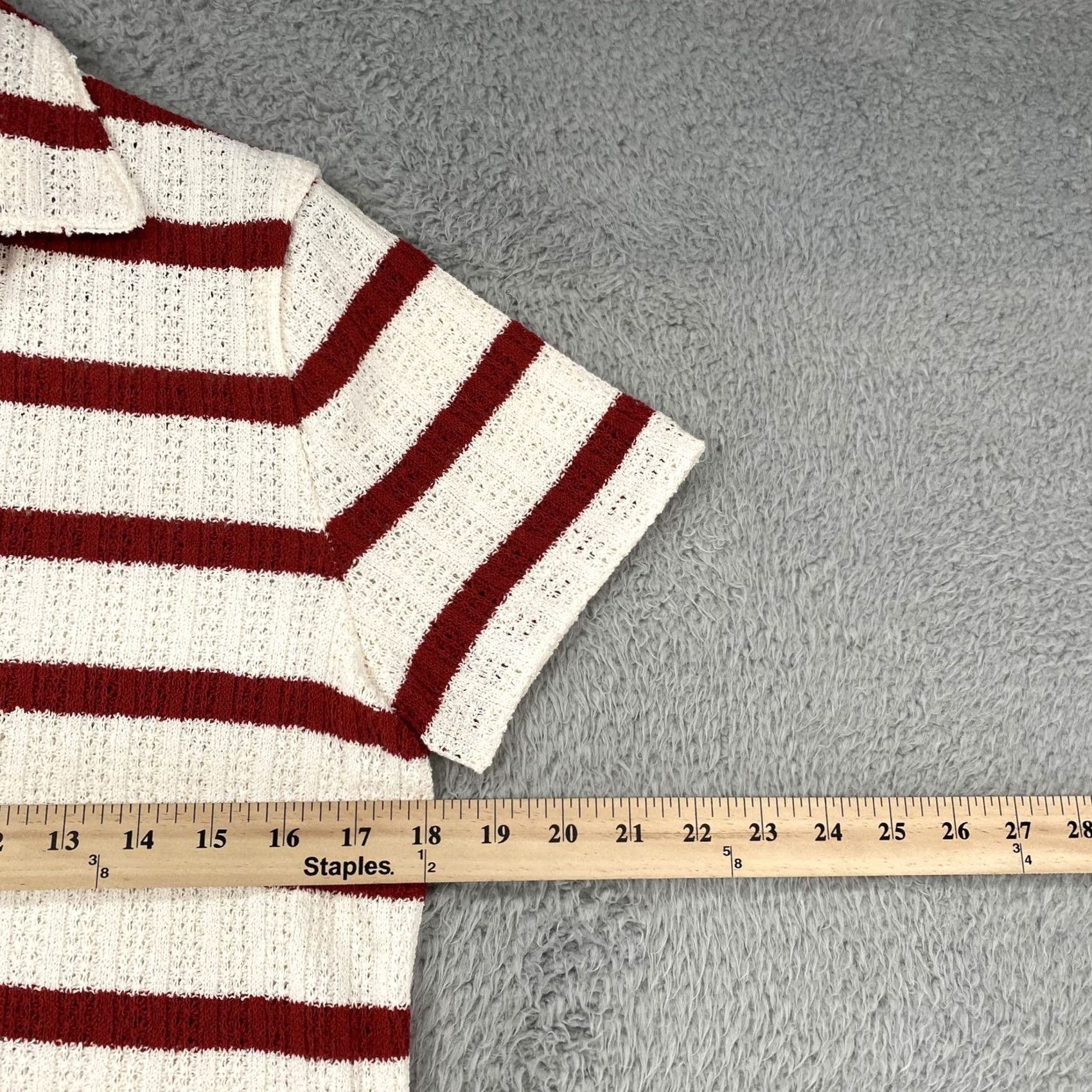 Madewell Madewell Polo Shirt Womens Small White Striped Open Knit Short Sleeve Knit Lightweight Casual Polo Size S / US 4 / IT 40 - 5 Thumbnail