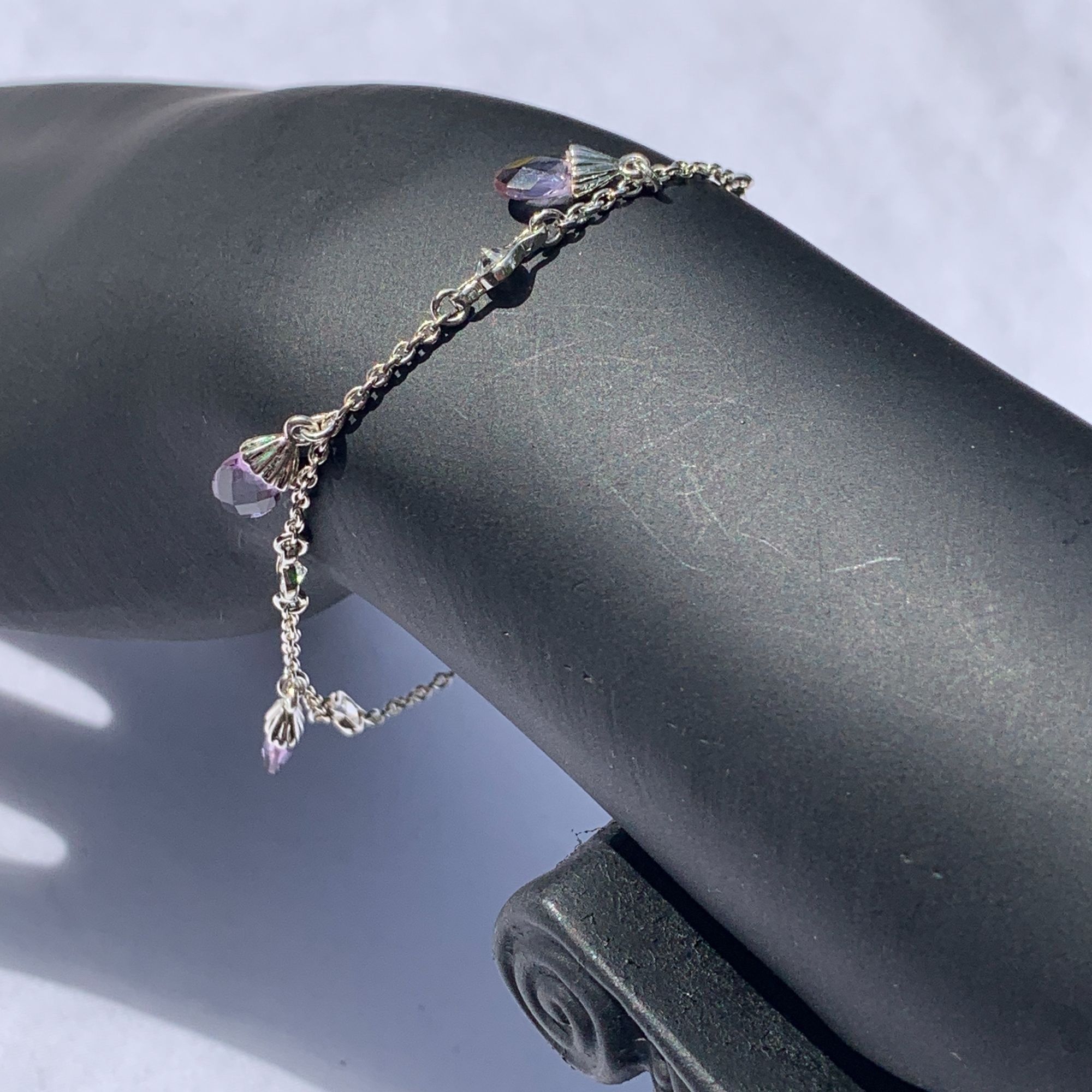 Designer Women's Small Charm Bracelet with Purple and Cubic Zirconia Size ONE SIZE - 9 Thumbnail