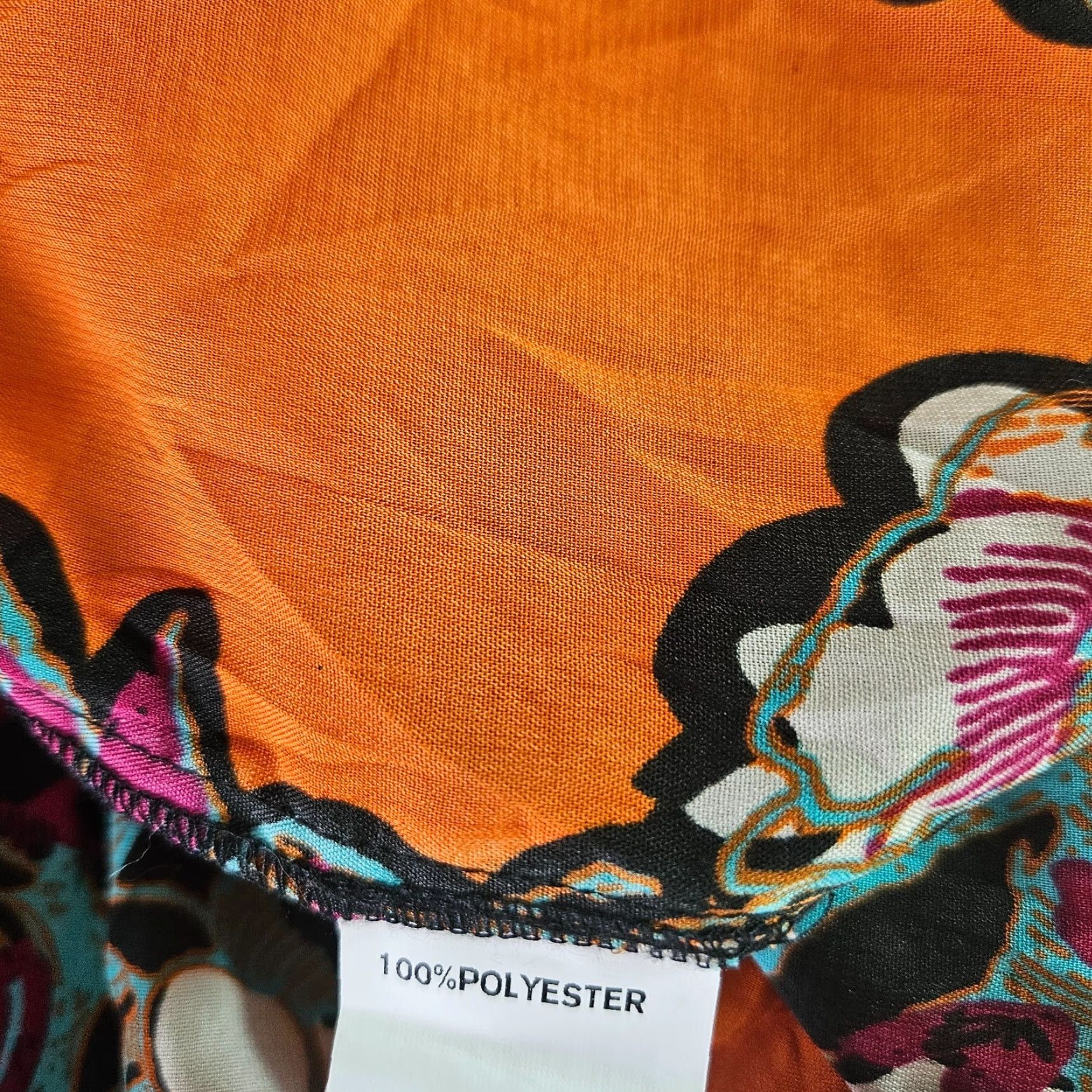 Vintage eShakti Womens Top Blouse Orange Purple Floral Zip Long Sleeve V-Neck 3X Plus Womens Size XXL / US 16-18 / IT 52-54 - 4 Thumbnail