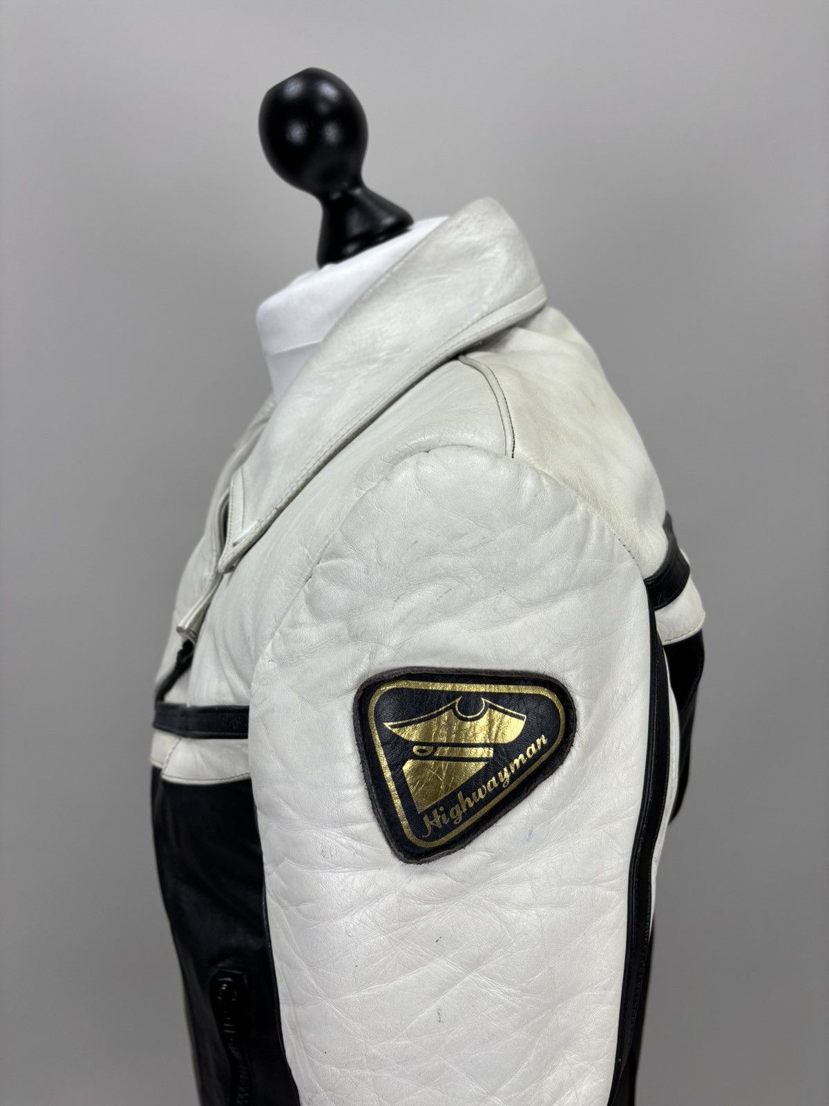 Other Mens leather biker jacket Higway Size 50 Color White/Black Size US M / EU 48-50 / 2 - 10 Thumbnail