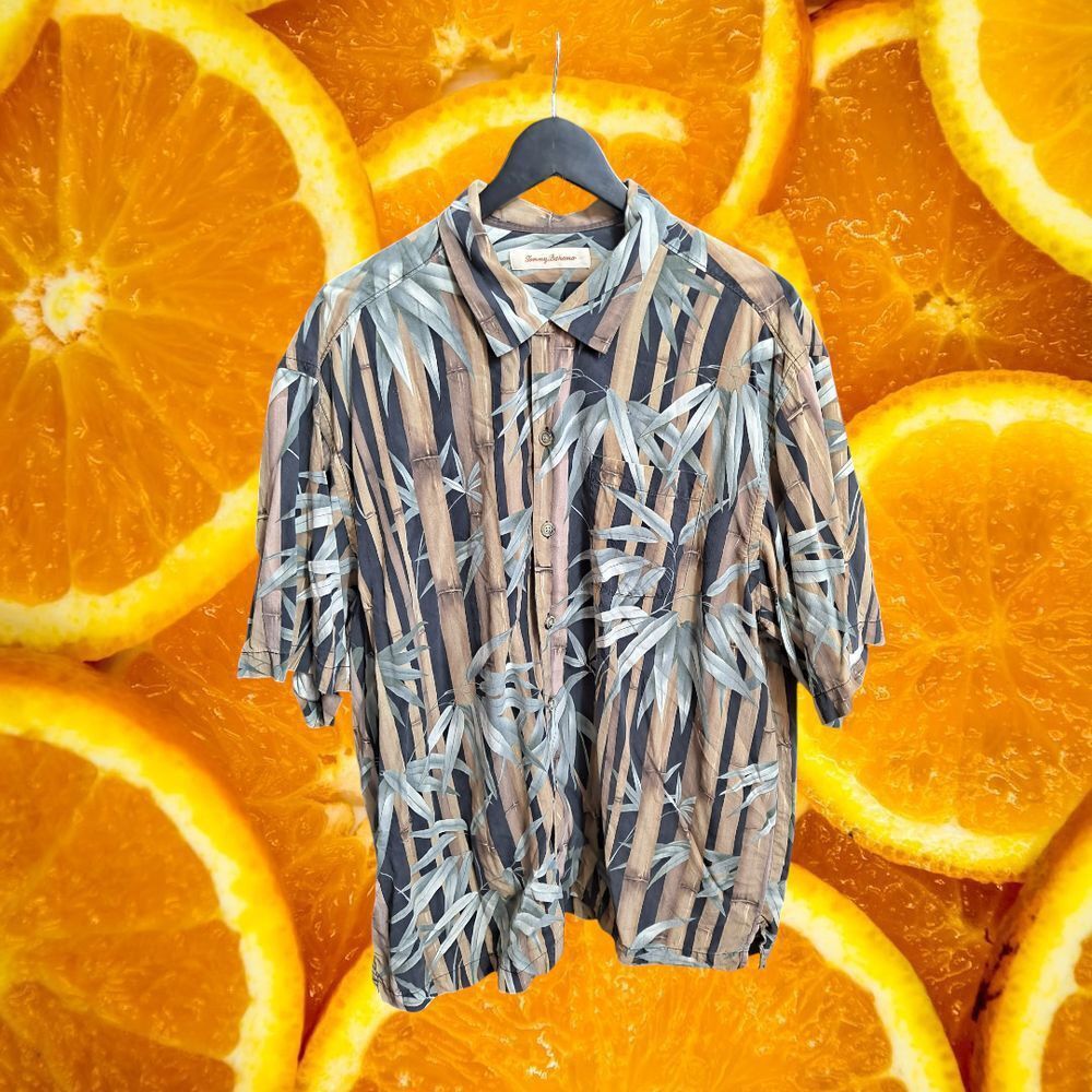 Tommy Bahama Tommy Bahama 100% Silk Bamboo Print Short Sleeve Button Down Size US XL / EU 56 / 4 - 2 Thumbnail