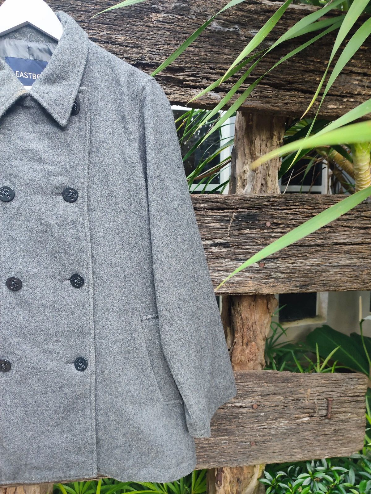 Japanese Brand EASTBOY Japanese Wool Blend Peacoat – Grey Double-Breasted Size US M / EU 48-50 / 2 - 5 Thumbnail