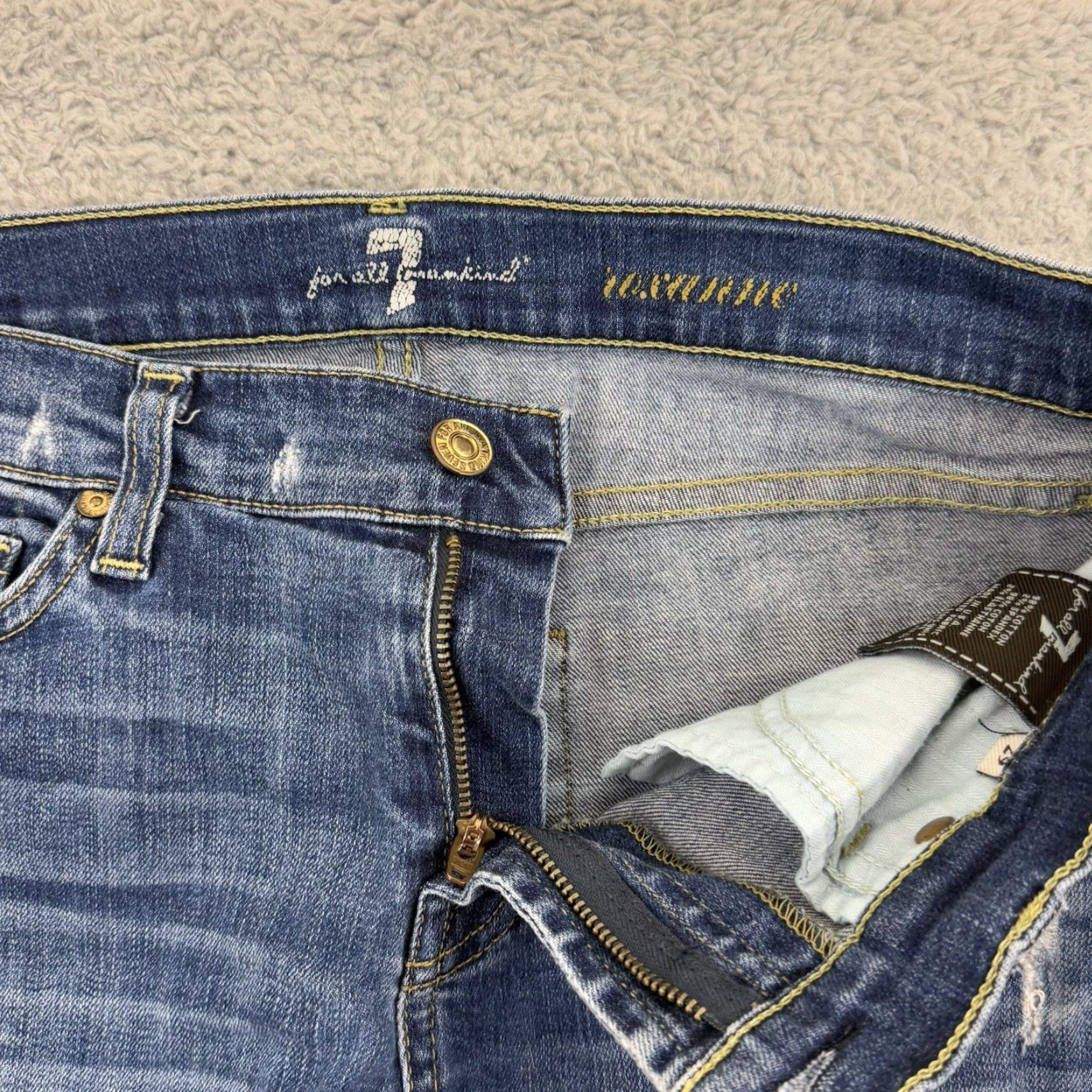 7 For All Mankind 7 For All Mankind Jeans Womens 29 Blue Roxanne Denim 30x32 Ankle Denim Casual Capri 80s Bohemian Hippie Womens Jeans Size 29" - 4 Thumbnail