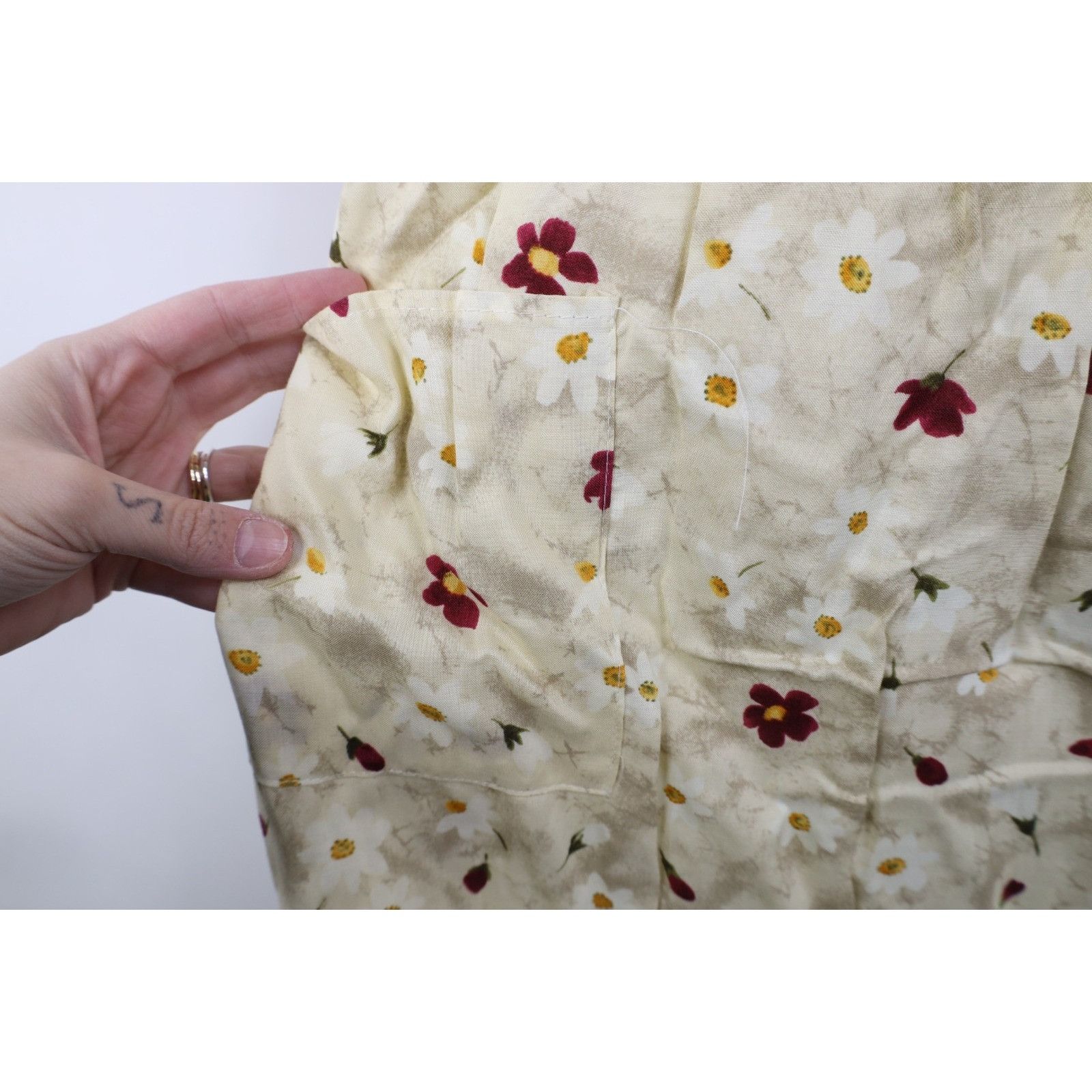 Vintage Vintage 90s Country Primitive Rayon Gabardine Flower Dress Size L / US 10 / IT 46 - 10 Thumbnail