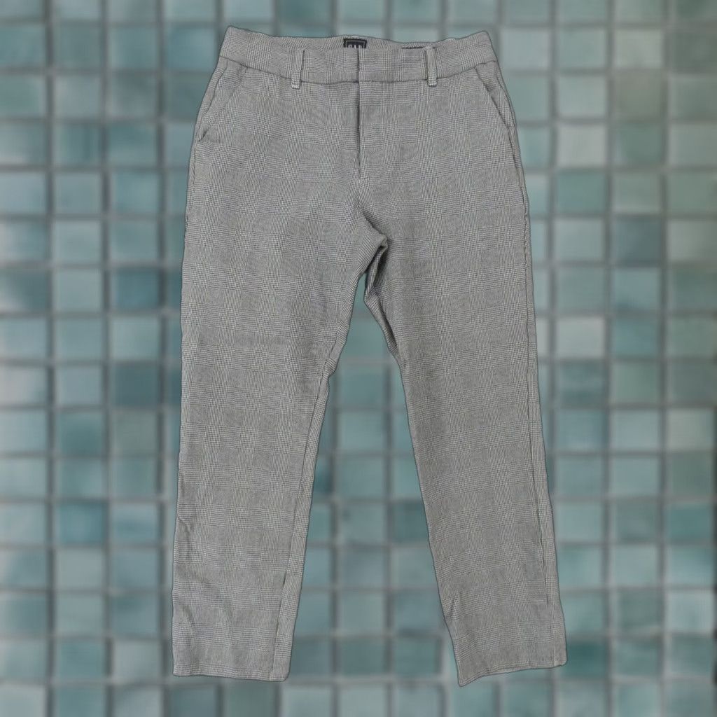 Gap Gap Pants 10 Reg Stretch Slim Ankle High Rise Flat Front Gray Plaid Womens Size 32" / US 10 / IT 46 - 1 Thumbnail