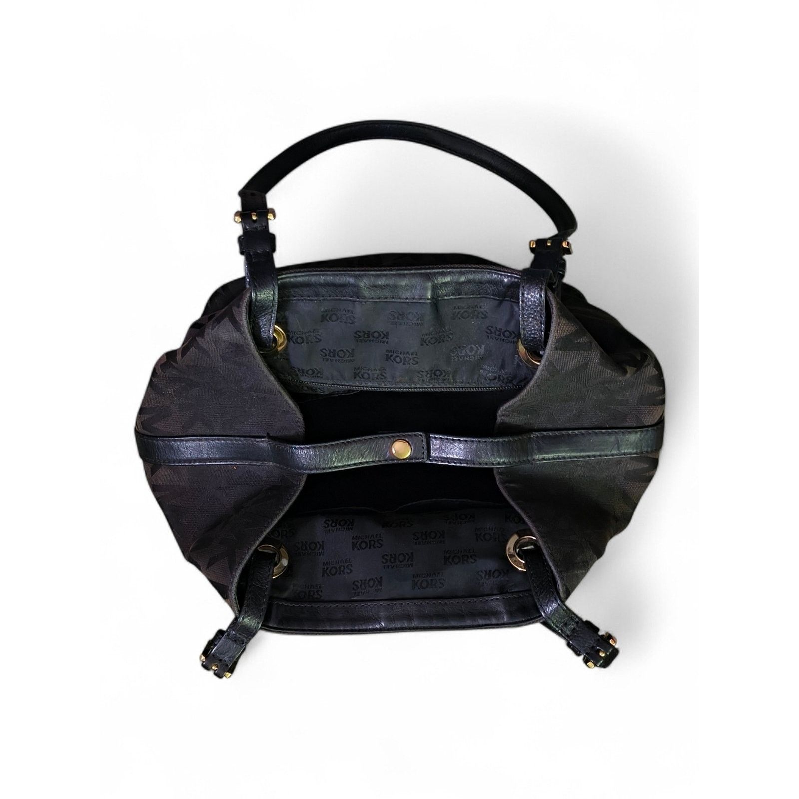 Michael Kors Michael Kors Black MK Monogram Shoulder Bag Gold Hardware Size ONE SIZE - 5 Thumbnail