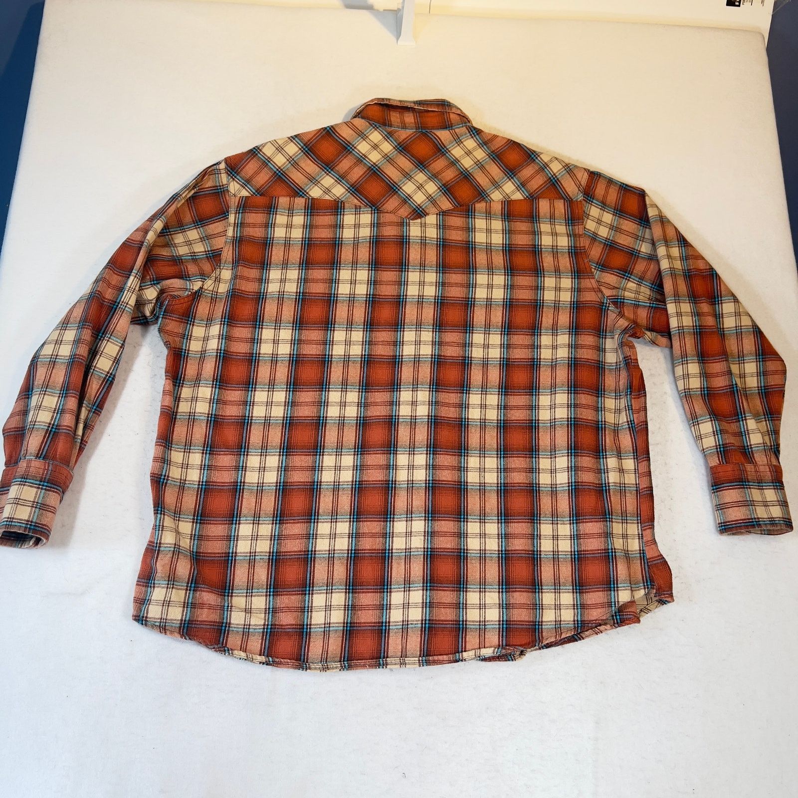 Wrangler Wrangler Wrancher Flannel Shirt Men XXL Pearl Snap Brick-Red Size US XXL / EU 58 / 5 - 8 Thumbnail