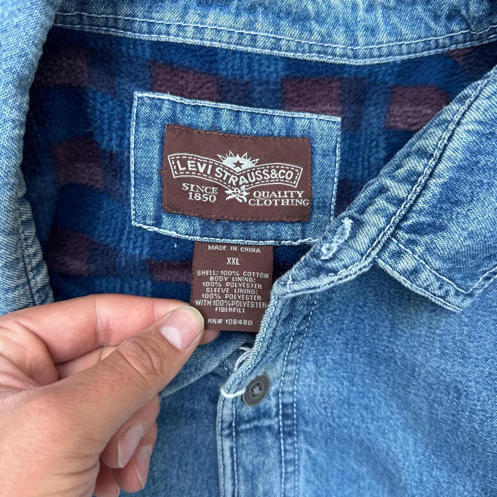 Levi's Levi’s Denim Flannel-Lined Jacket – Size XXL Size US M / EU 48-50 / 2 - 5 Thumbnail
