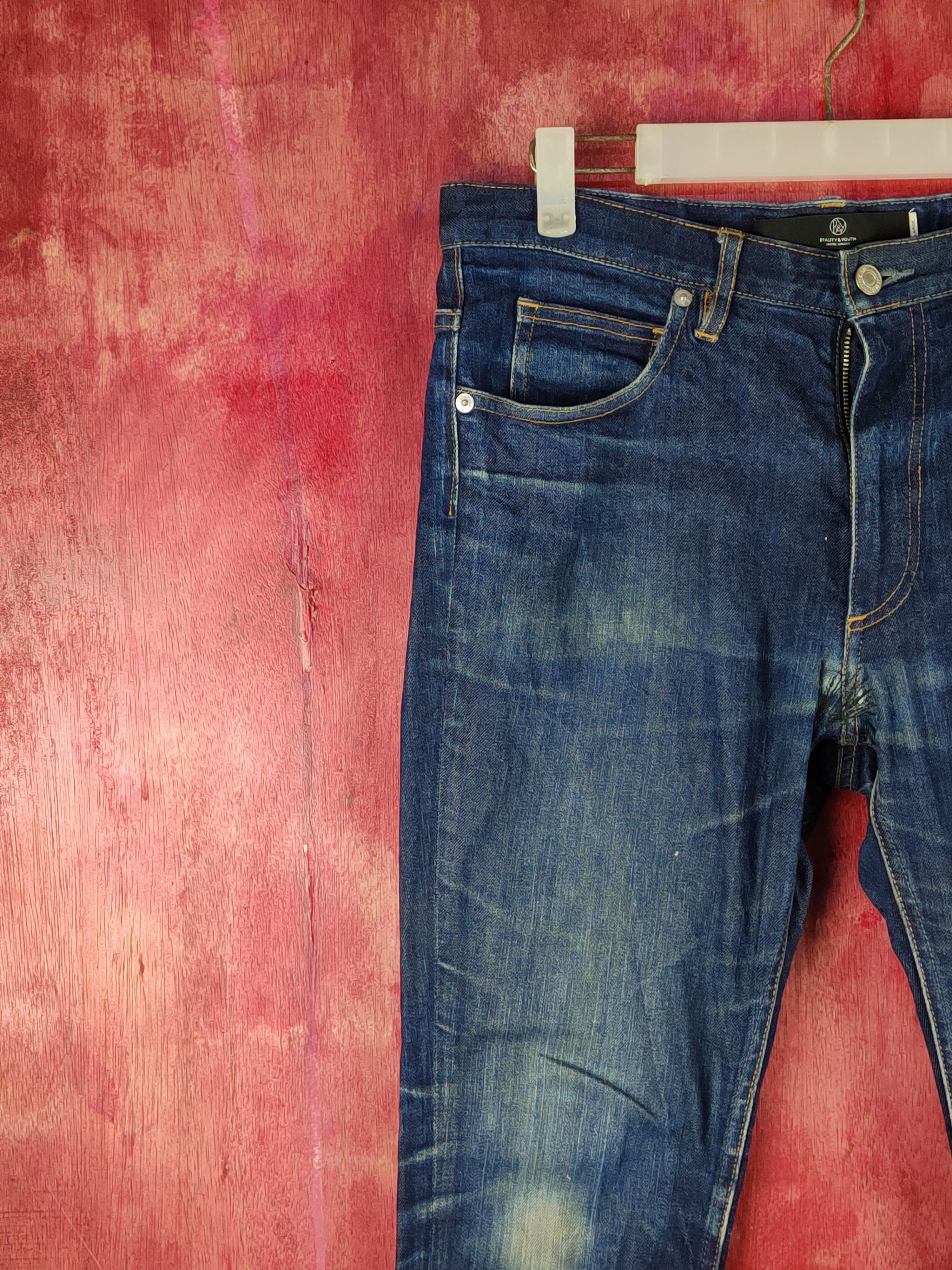 BEAUTY&YOUTH Beauty & Youth Dark Blue Ripped Skinny Jeans #S2053 Size US 32 / EU 48 - 3 Thumbnail