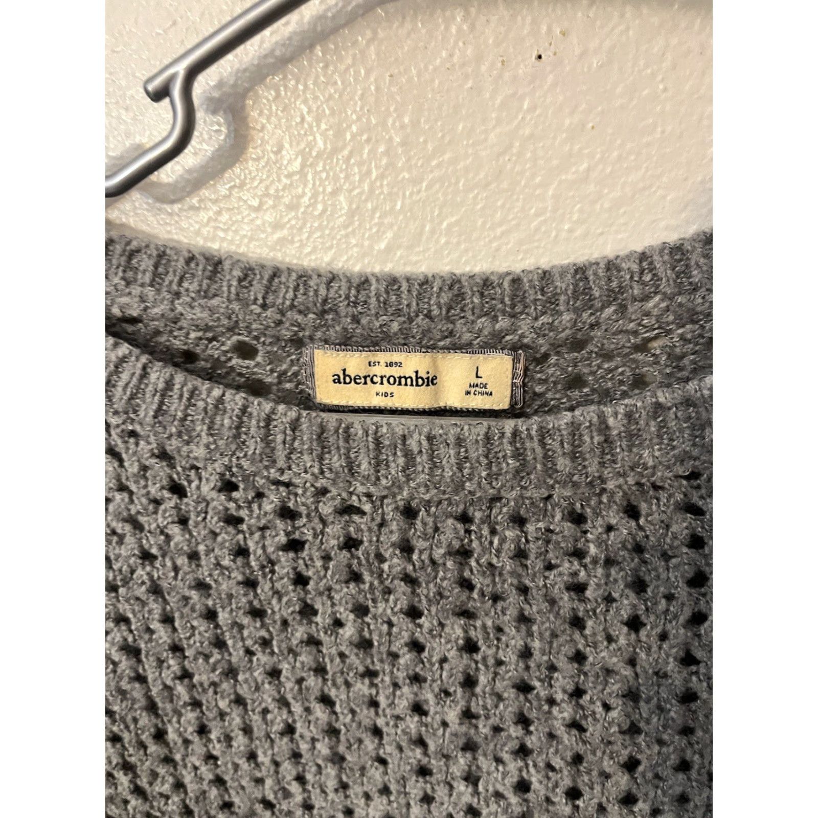 Abercrombie & Fitch Abercrombie & Fitch Gray Crochet Women Sweater L Open-Knit 3/4 Sleeve Round Neck Pullover Casual Beach Preppy Vintage: No Womens Size L / US 10 / IT 46 - 3 Thumbnail