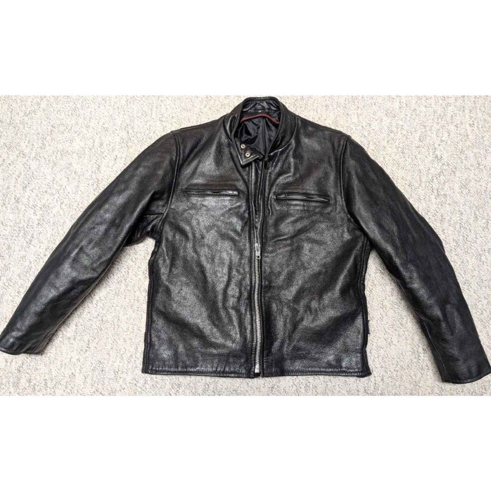 Vintage VINTAGE Jamin Leather Motorcycle Jacket Mens L Black Cowhide Leather 90s Cafe Racer Vintage 1990s Size US L / EU 52-54 / 3 - 3 Thumbnail