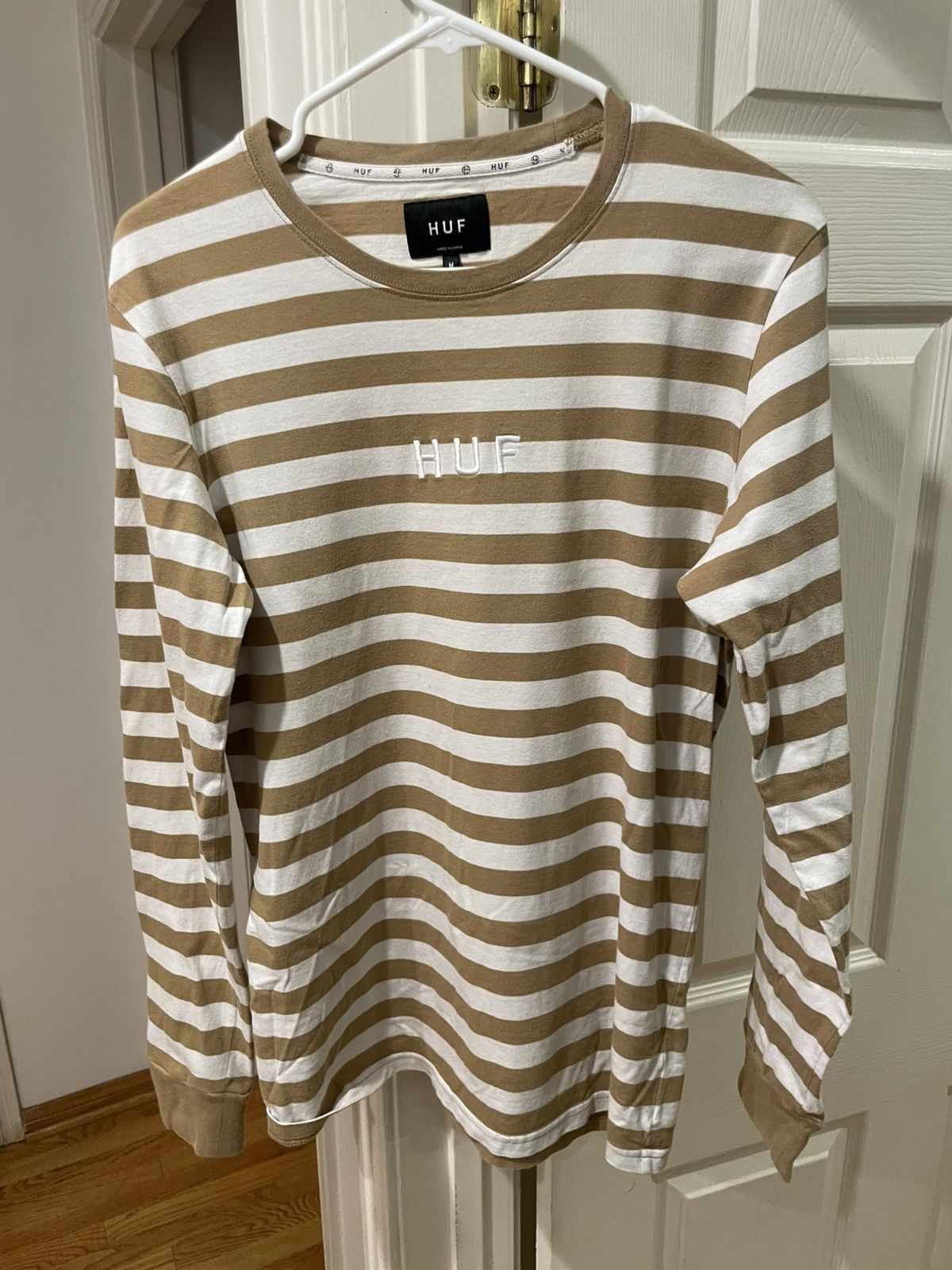 Huf HUF Striped Long Sleeve White/Tan Size US M / EU 48-50 / 2 - 1 Thumbnail