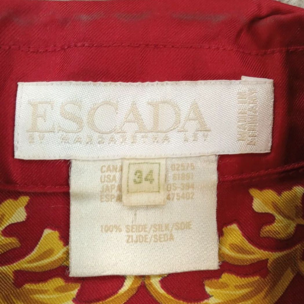 Escada Escada Margaretha Ley Shirt Womens Size 34 Red Button Up Silk Baroque Sun Dial Size XXS / US 00 / IT 34 - 5 Thumbnail