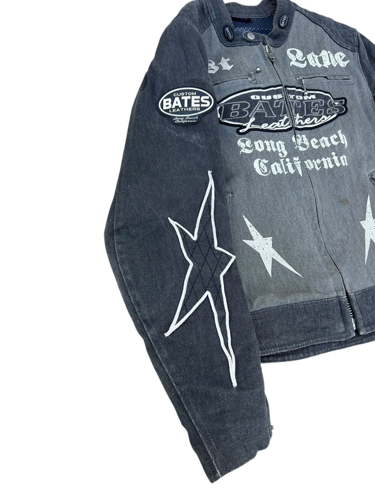 Kadoya Vintage Y2K BATES Distressed Faded Denim Moto Jacket Size US L / EU 52-54 / 3 - 8 Thumbnail