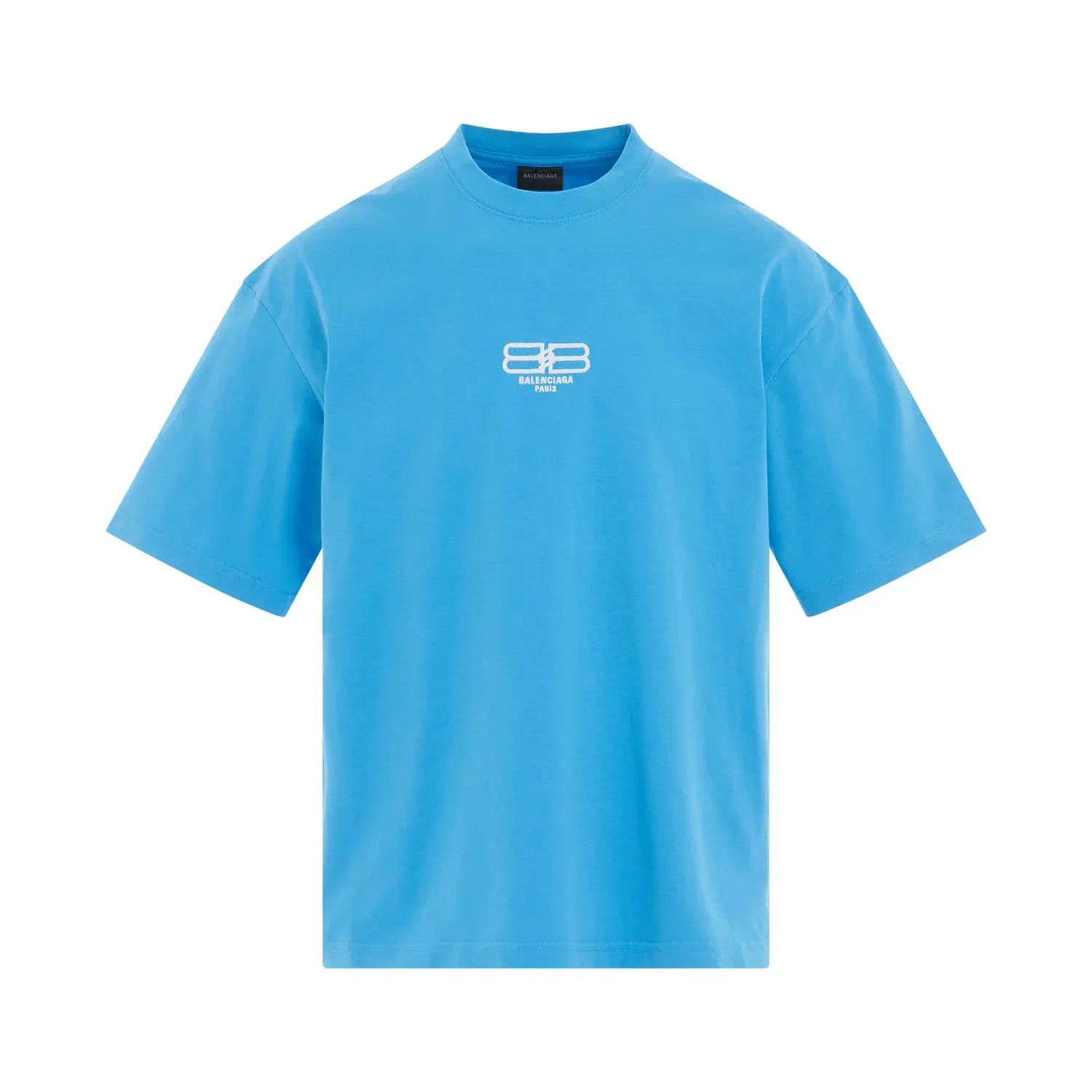 Balenciaga o1s1wg111124 BB Paris Icon Medium Fit T-Shirt in Blue Size US XXL / EU 58 / 5 - 1 Thumbnail