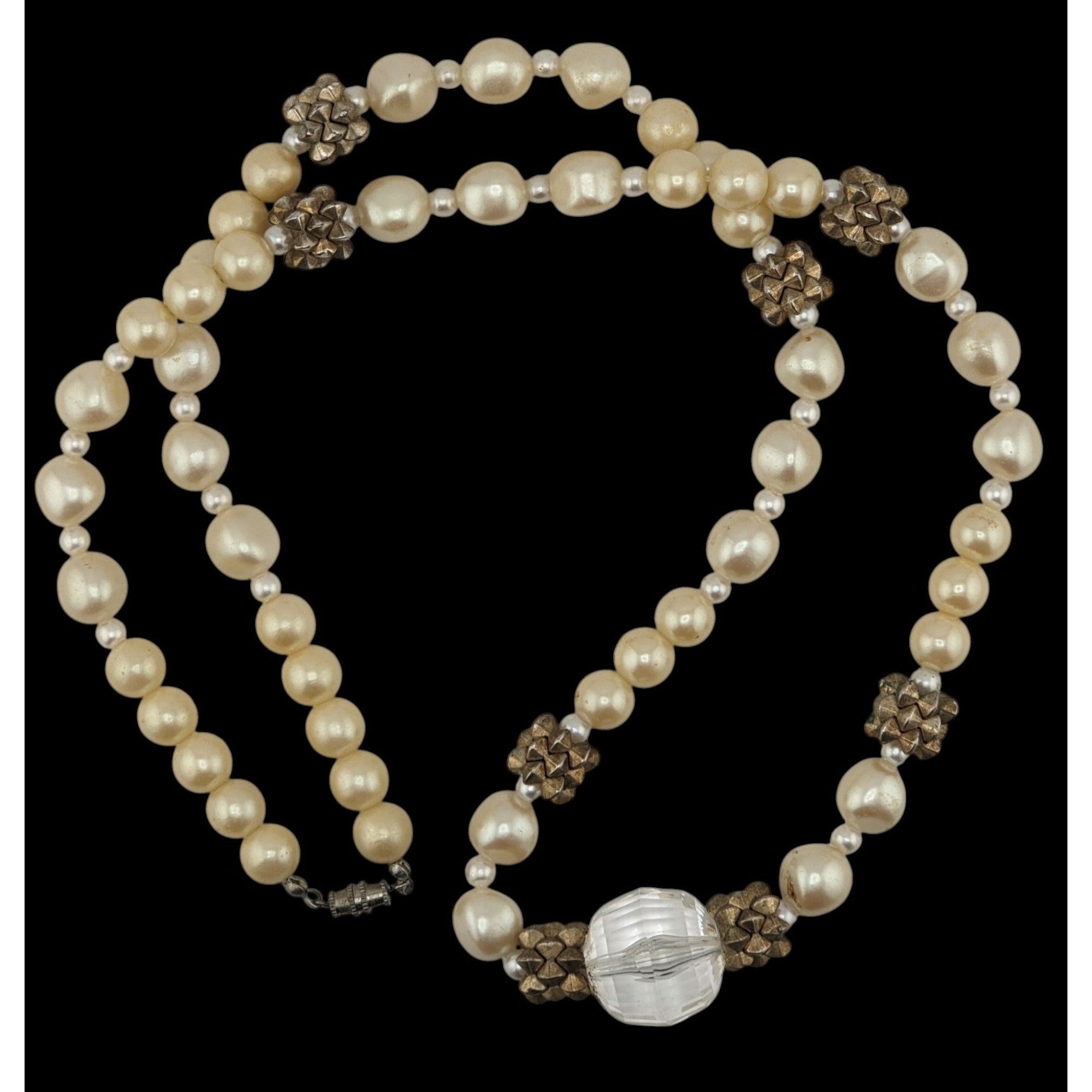 Other Vintage Glam Faux Pearl Necklace With Crystal Accent & Gold- Size ONE SIZE - 1 Thumbnail