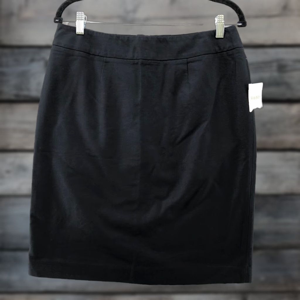 Coldwater Creek NWT Coldwater Creek Black Pencil Skirt 12P Cotton Stretch Career Workwear Womens Size 34" / US 12 / IT 48 - 1 Thumbnail